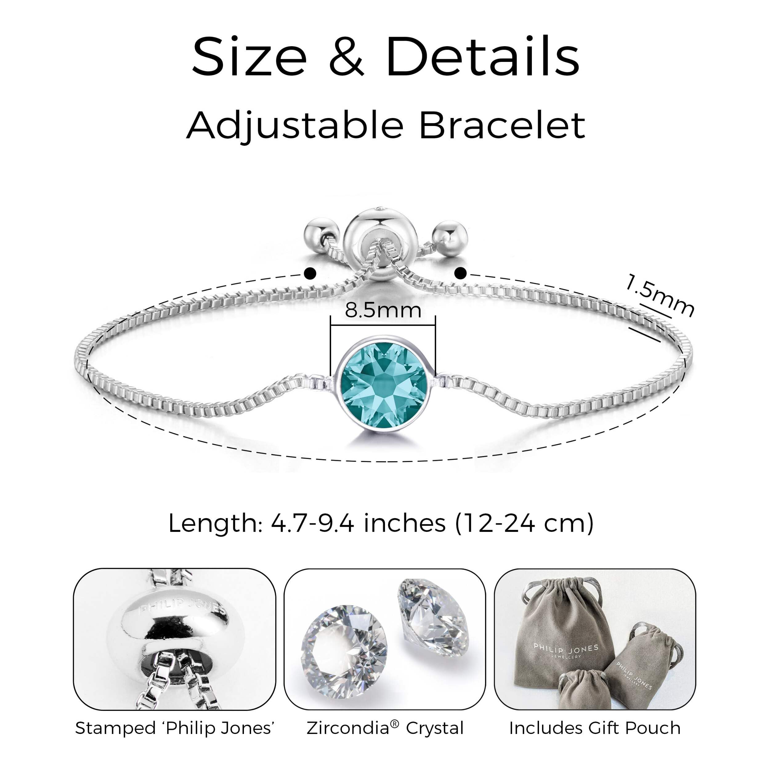 Blue Topaz Birthstone Bracelet with Zircondia® Crystals for December Gifts