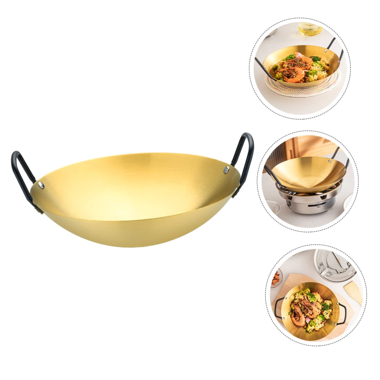 Premium Thickened Stainless Steel Frying Pan - Heavy Duty Wok Skillet with Non-Stick Coating, Double Handle for Safe Cooking - Ideal for Stir-Fry, Sauteing & Stove Top Cooking - Perfect for Home Chefs & Professional Kitchens