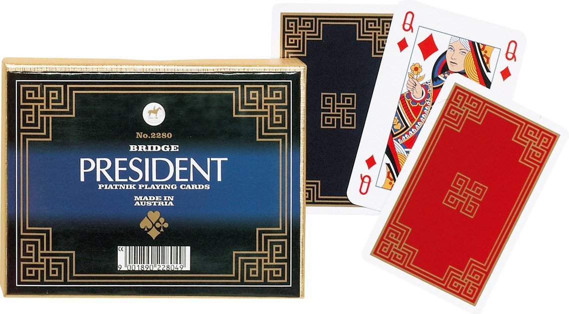 Premium Piatnik President Double Deck Playing Cards - 2 Sets of 52 Cards for Poker, Blackjack, and Family Game Nights - Ideal for Card Games, Magic Tricks, and Collectors