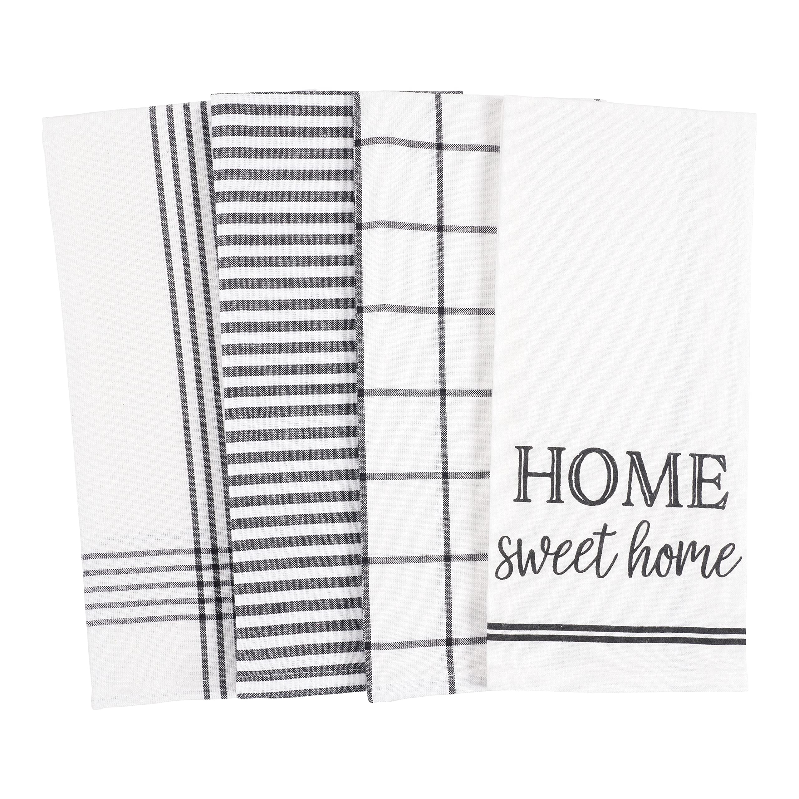 KAF Home Pantry Sweet Home Kitchen Dish Towel Set of 4 - Premium Cotton Rich 18x28 Inch Dishcloths for Drying Dishes, Cleaning Countertops & Decorating Kitchen