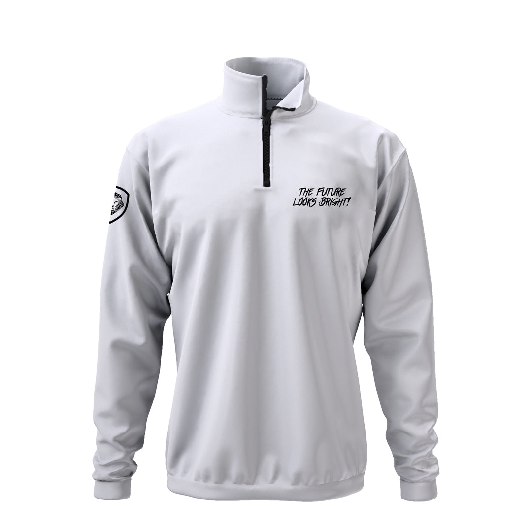 White Future Looks Bright Performance 1/4 Zip Pullover - Lightweight Athletic Quarter Zip Top for Running, Gym & Outdoor Activities