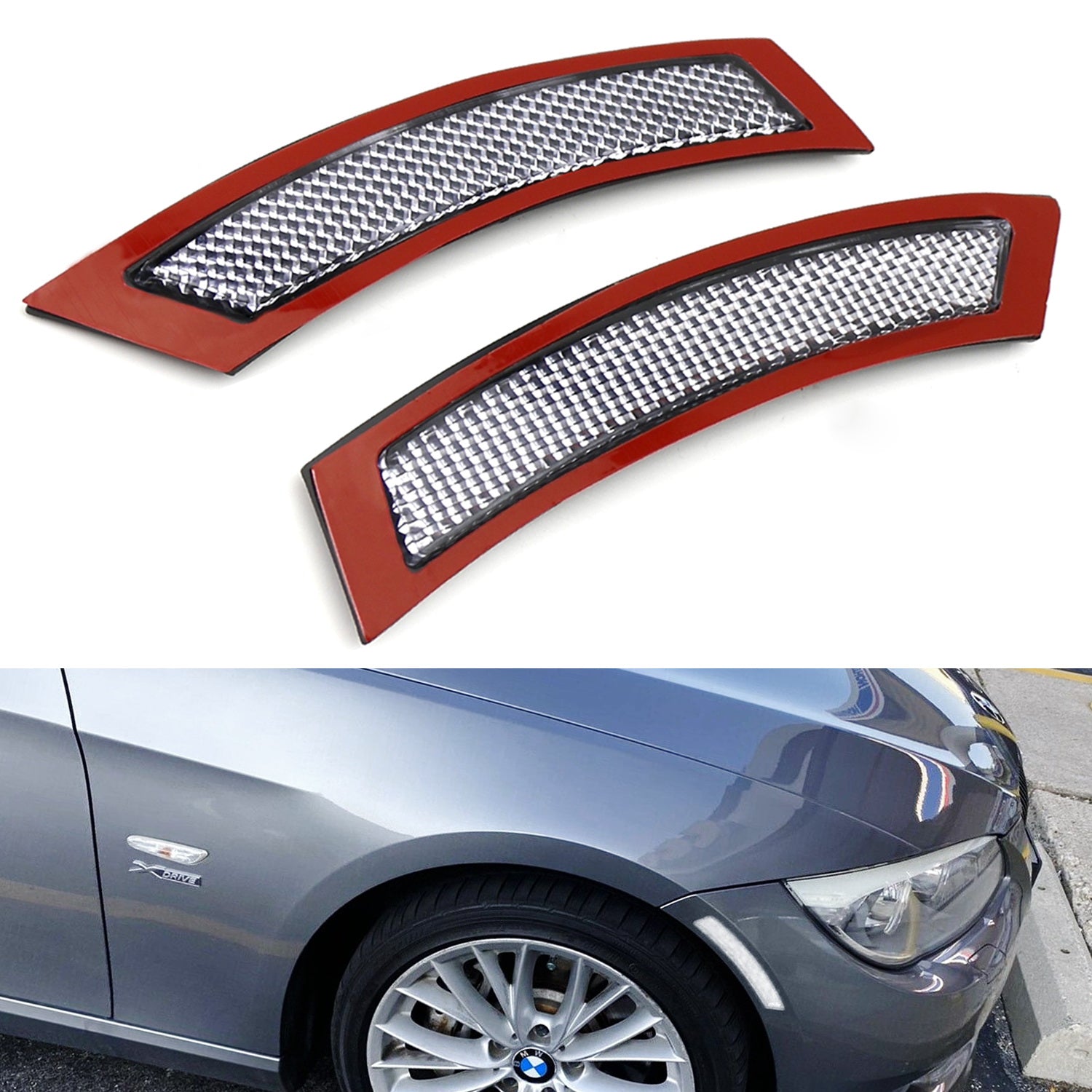 Clear Lens Front Bumper Wheel Arch Side Markers for BMW E92 E93 3 Series Coupe - Perfect for Night Driving & Enhanced Vehicle Visibility