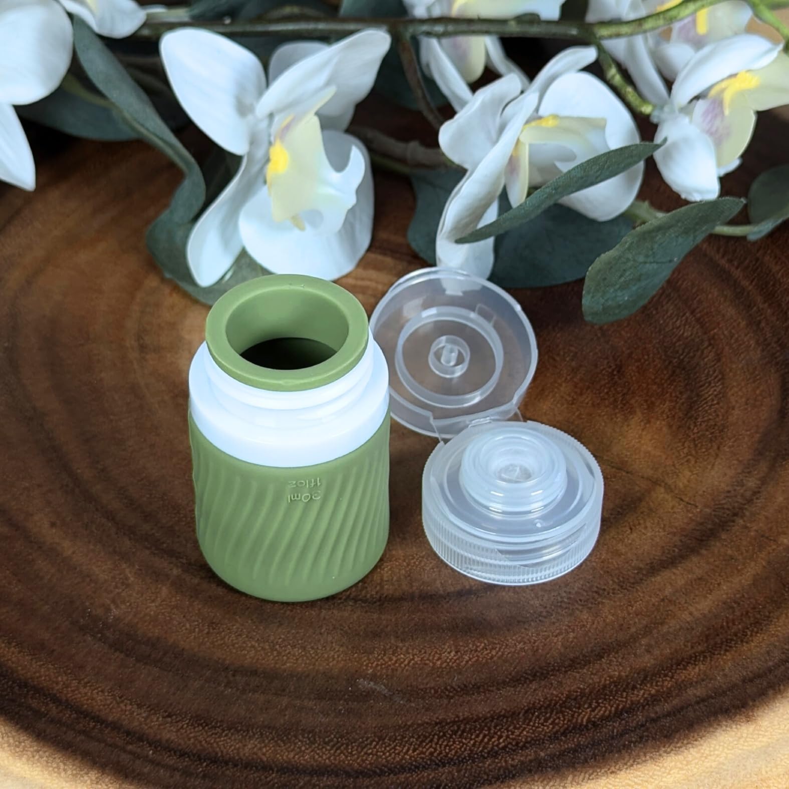 1oz (30ml) Leak Proof Travel Squeeze Bottles for Toiletries - TSA Approved Refillable Containers for Shampoo, Conditioner & Lotion (3-Pack, Sage Green) | Perfect for Air Travel, Gym & Camping Essentials