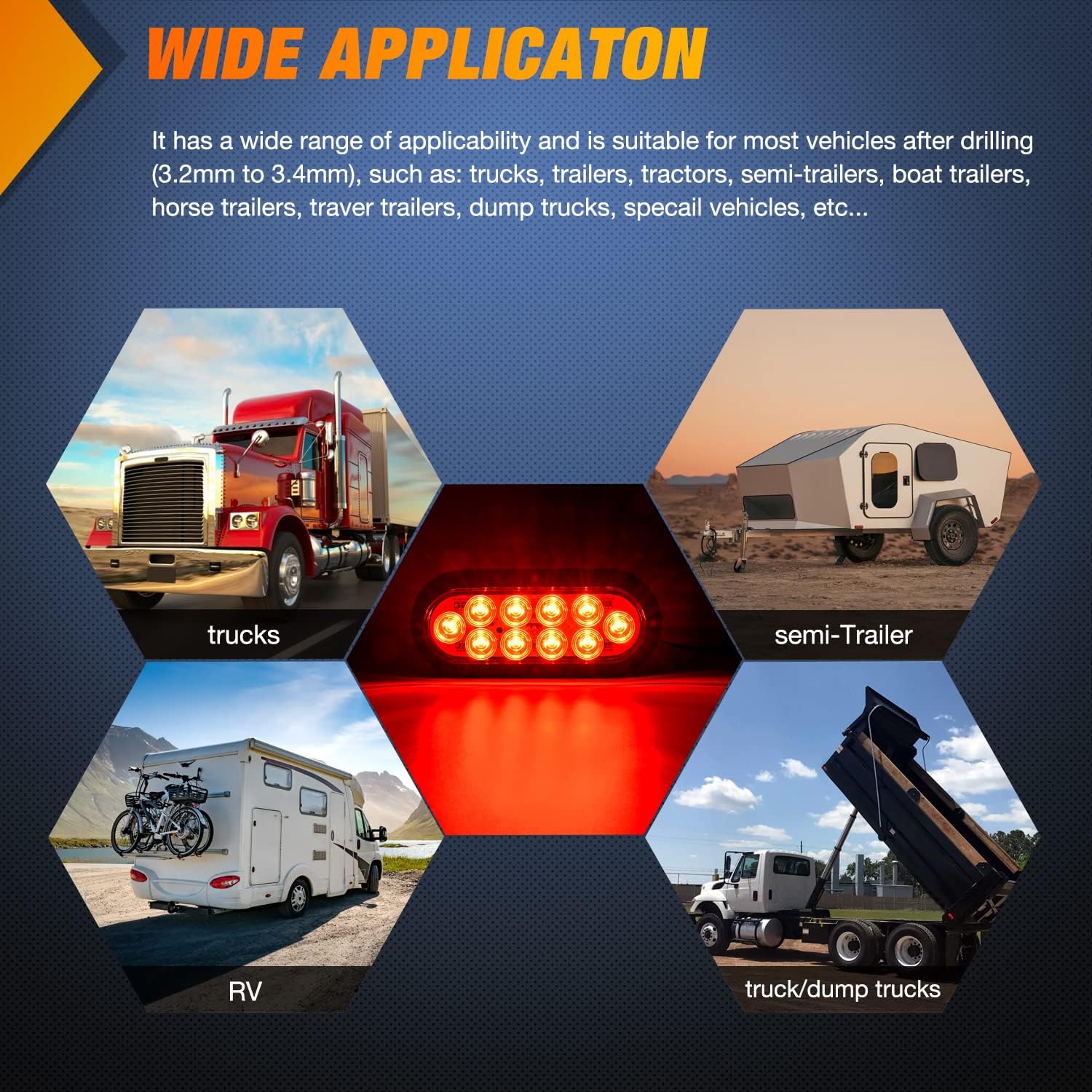 6 Inch Oval Red White LED Trailer Tail Lights - 6 Pack - Waterproof & Durable for Trucks, Trailers, RVs - Perfect for Night Driving & Safety Upgrades