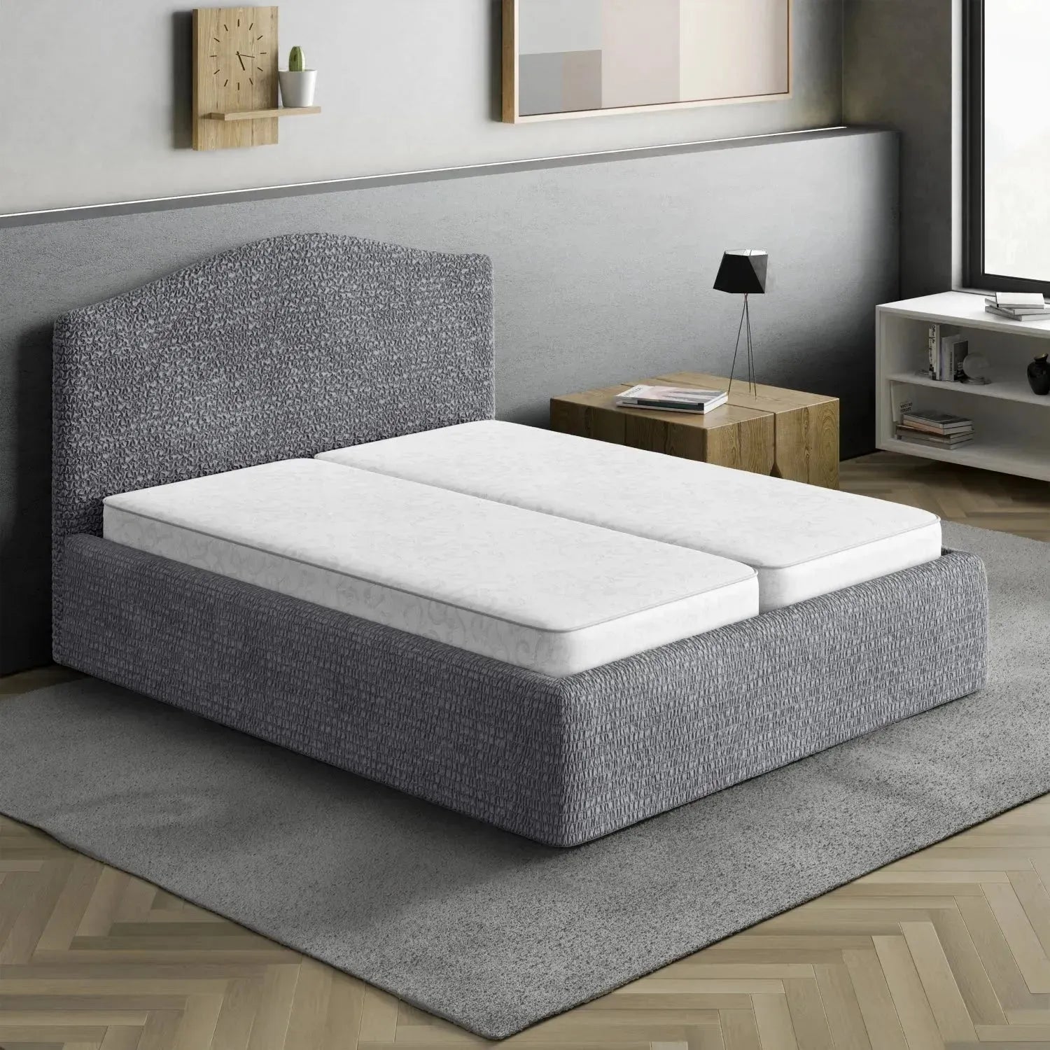 Full/Queen Size Bed Headboard & Frame Slipcover - Microfiber Collection | Elegant Bedroom Upgrade for Home Decor
