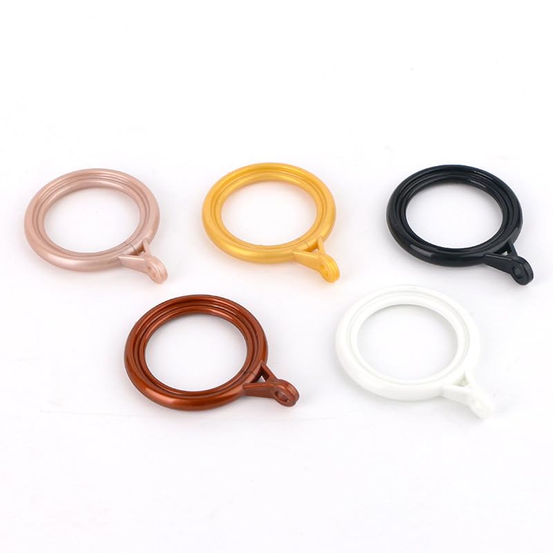 20 Pack Thick Plastic Curtain Rings - 35mm Inner Diameter Hanging Hooks for Bedroom, Shower, Doorway & Window Curtains (Black/White/Rose Gold/Wine Red) - Durable & Easy to Install for Home & Office Use