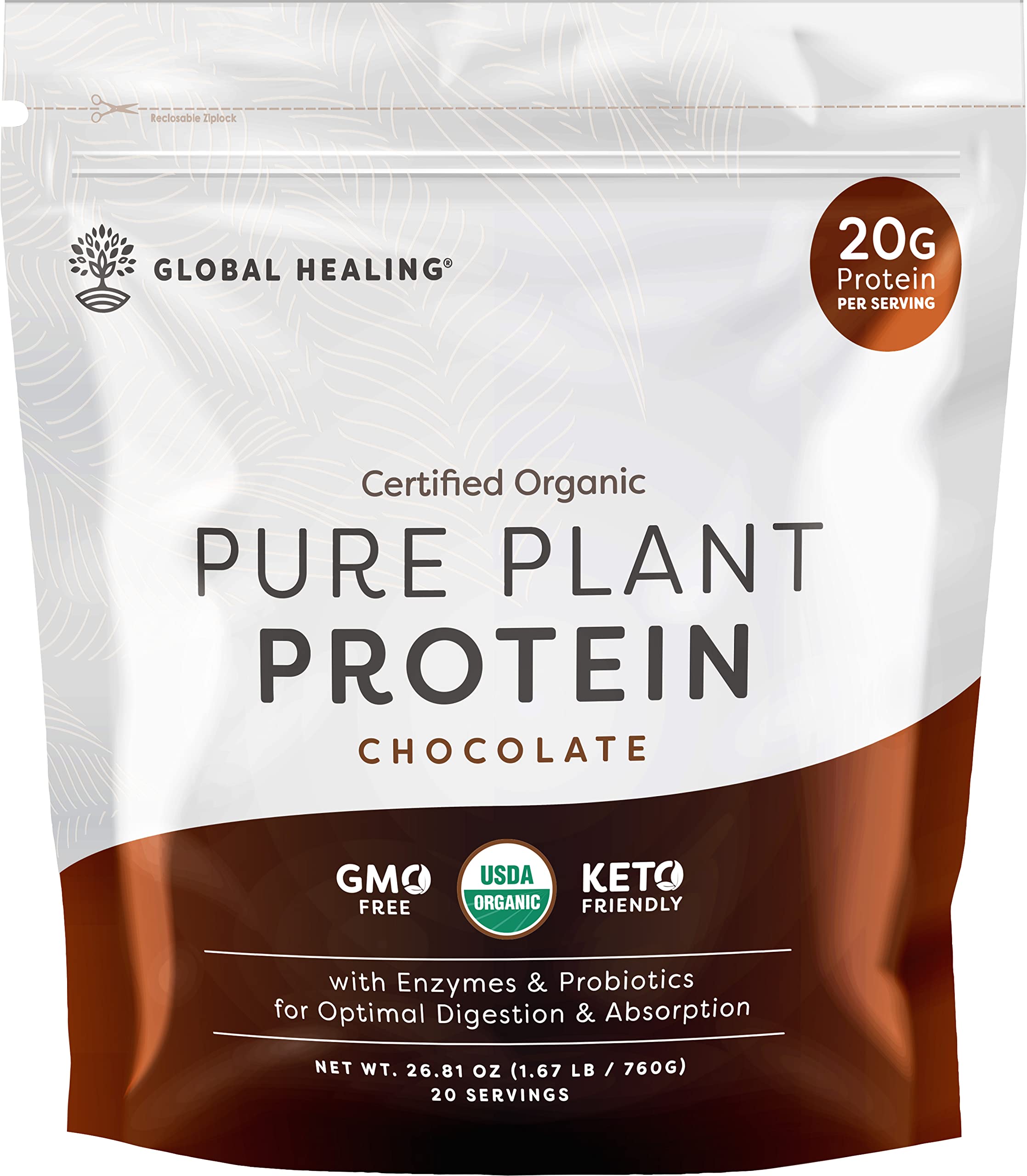 Organic Vegan Protein Powder for Women & Men - 20g Plant-Based Protein, Meal Replacement for Weight Loss, Chocolate Flavor (20 Servings) | Perfect for Post-Workout Recovery & Healthy Breakfast Smoothies