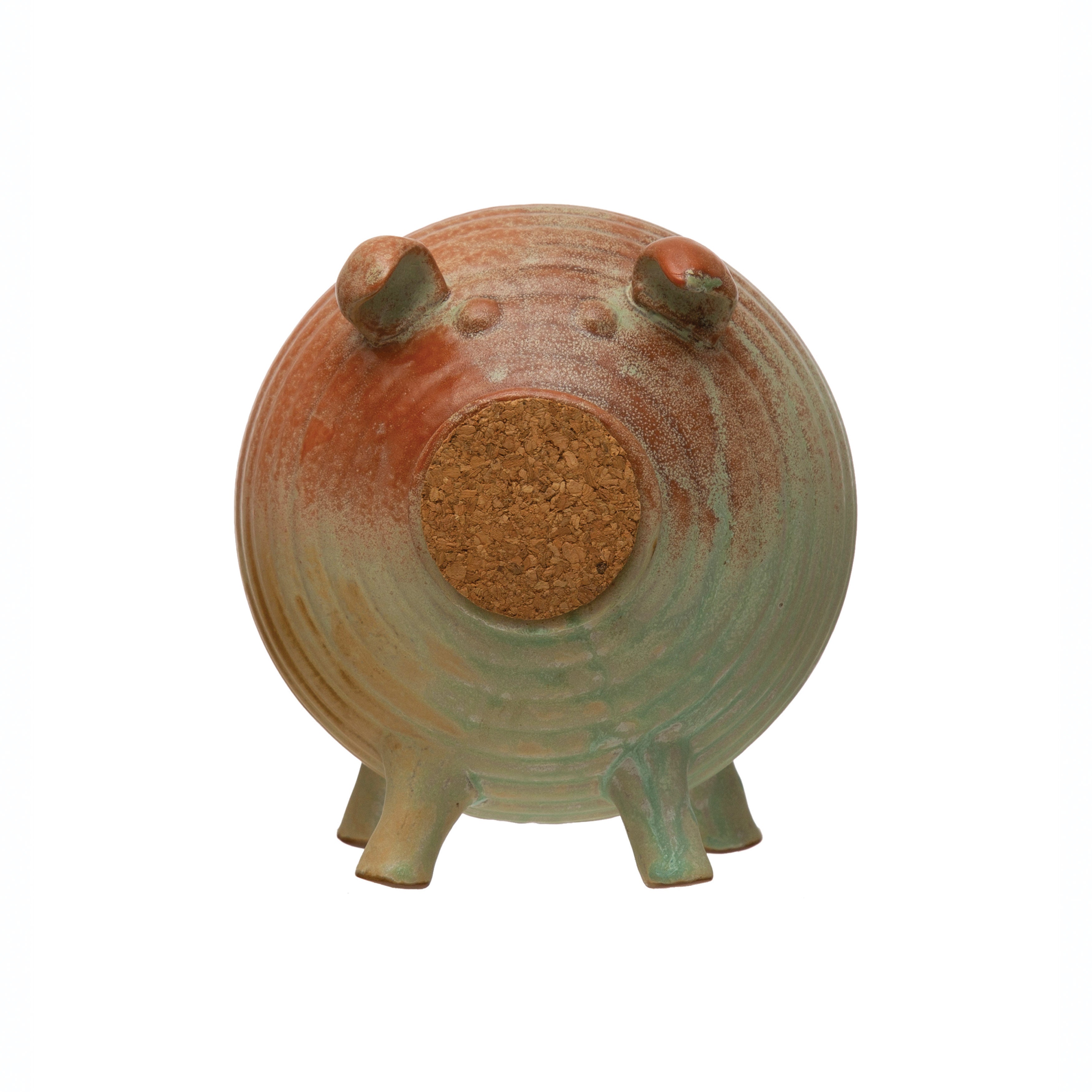 Handmade Stoneware & Cork Piggy Bank with Reactive Glaze - Perfect for Kids' Savings, Home Decor & Unique Gift Ideas