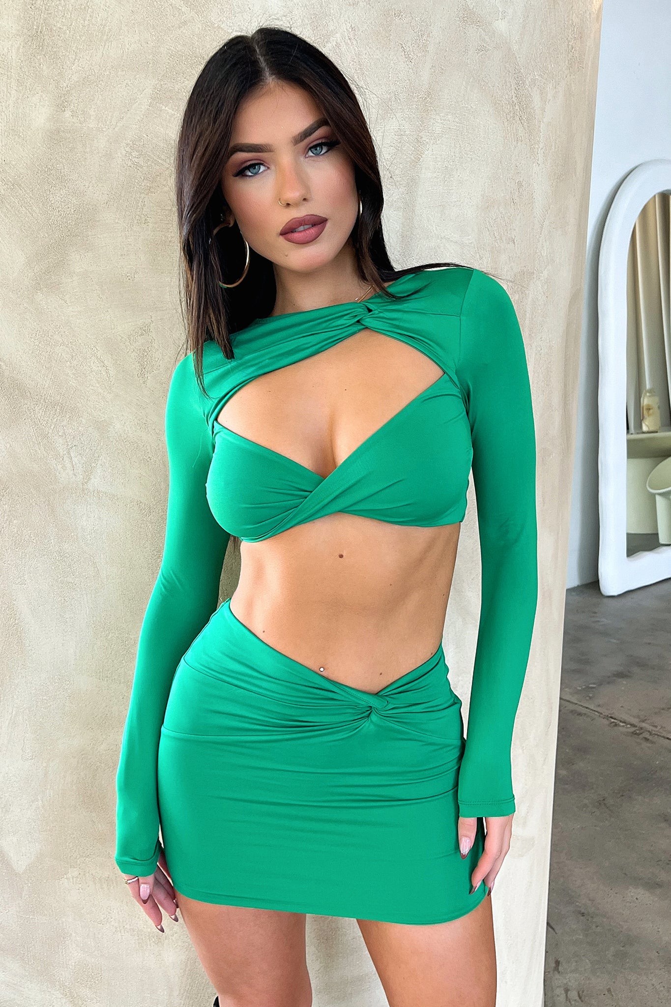 Anesha Crop Top - Green Women's Fashion T-Shirt for Casual Wear, Street Style & Summer Outfits