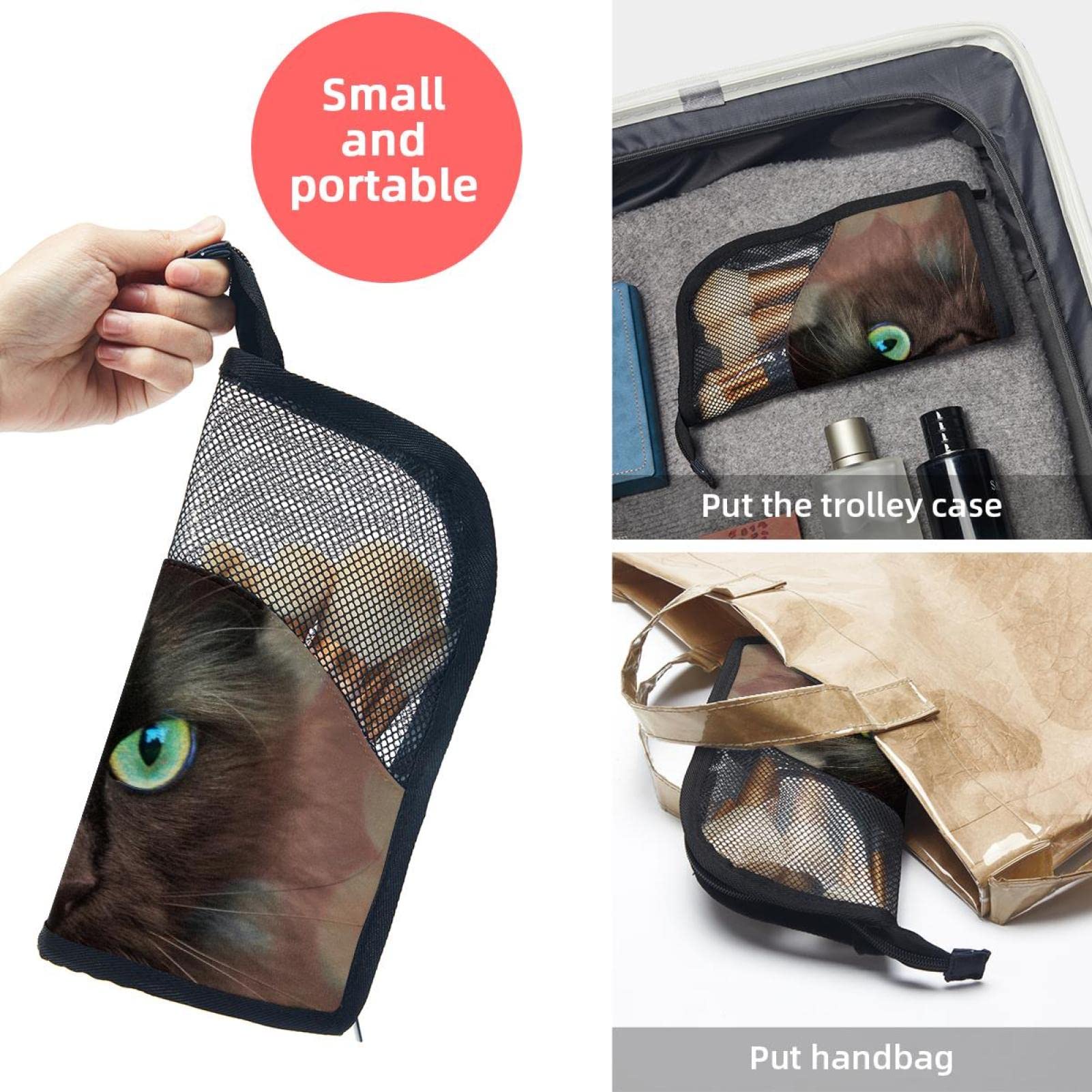 12-Piece Makeup Brush Organizer Bag with Cat Design - Portable Brush Holder Case for Travel & Home Storage - Perfect for Makeup Artists & Beauty Enthusiasts
