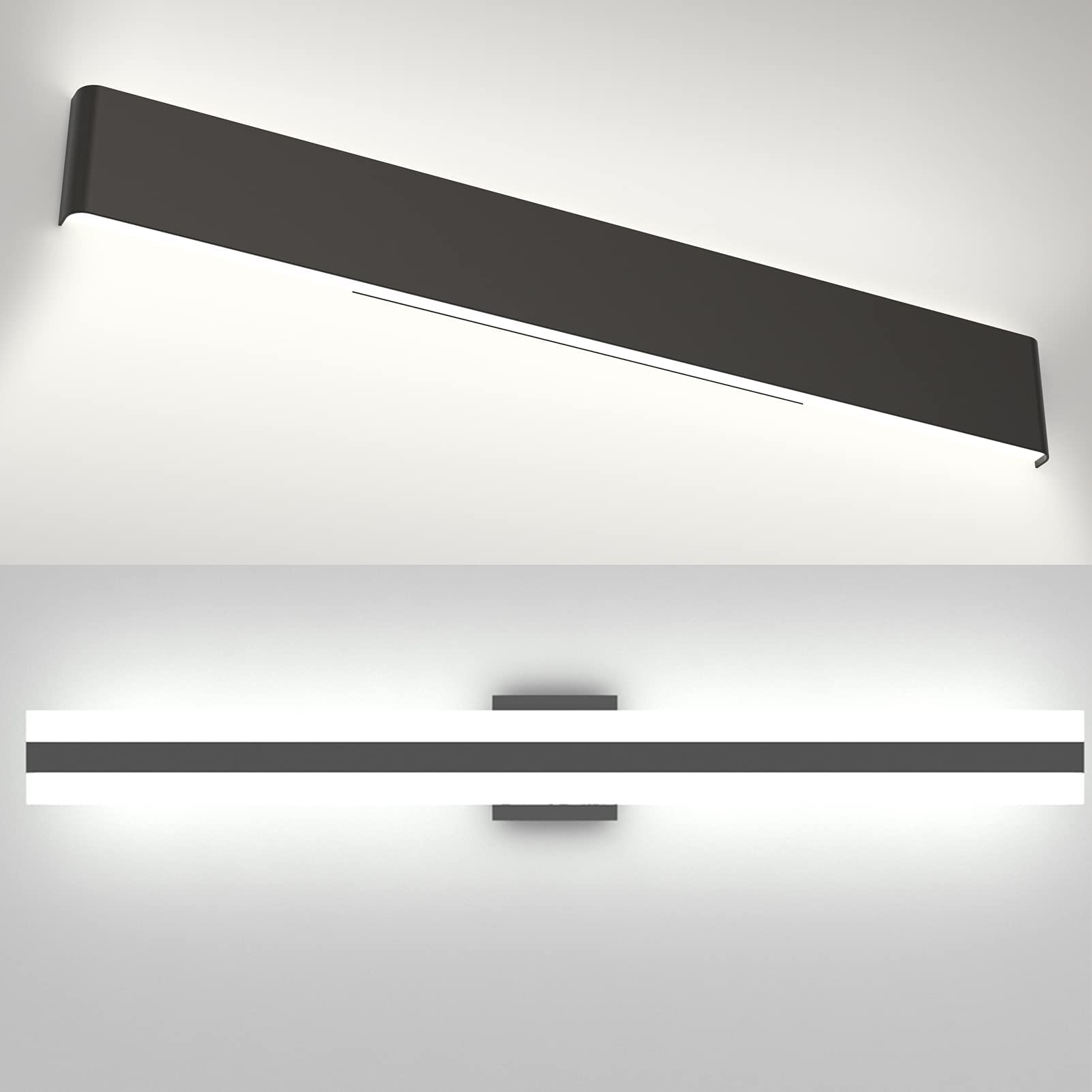Aipsun Modern Black LED Vanity Light - Up and Down Lighting for Bathroom Mirror, Dressing Room & Makeup Area - Energy Efficient Bathroom Lighting Fixture