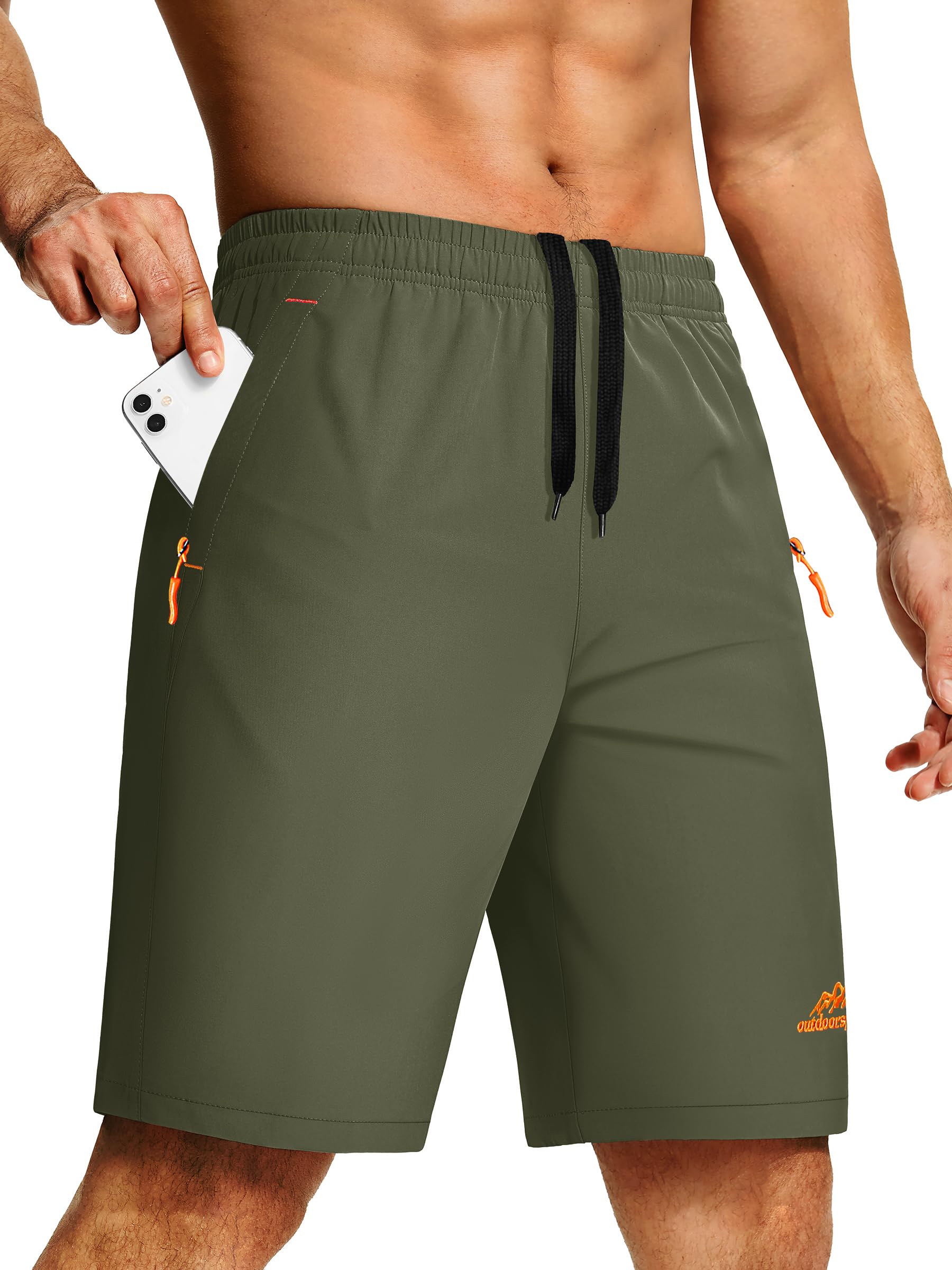 TACVASEN Men's 9-Inch Quick Dry Running Shorts - Lightweight Athletic Gym Shorts with 3 Zipper Pockets for Workout & Summer Activities | Perfect for Jogging, Training, and Outdoor Sports