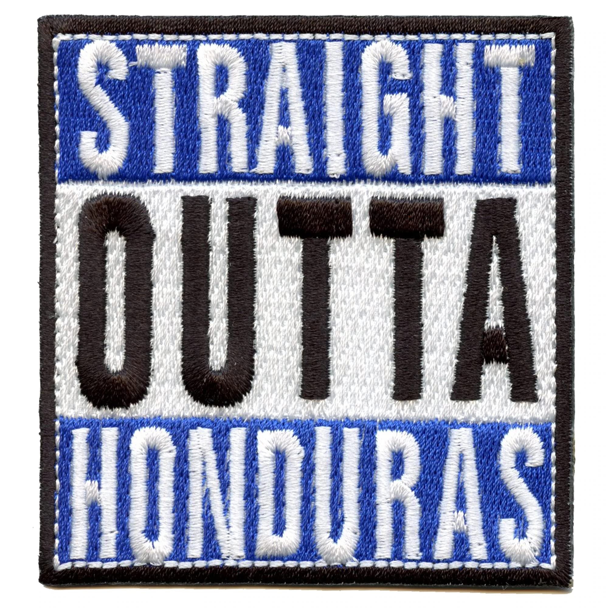 Straight Outta Honduras Embroidered Iron On Patch - Custom DIY Sew On Badge for Jackets, Bags & Hats - Hip Hop Streetwear Accessories