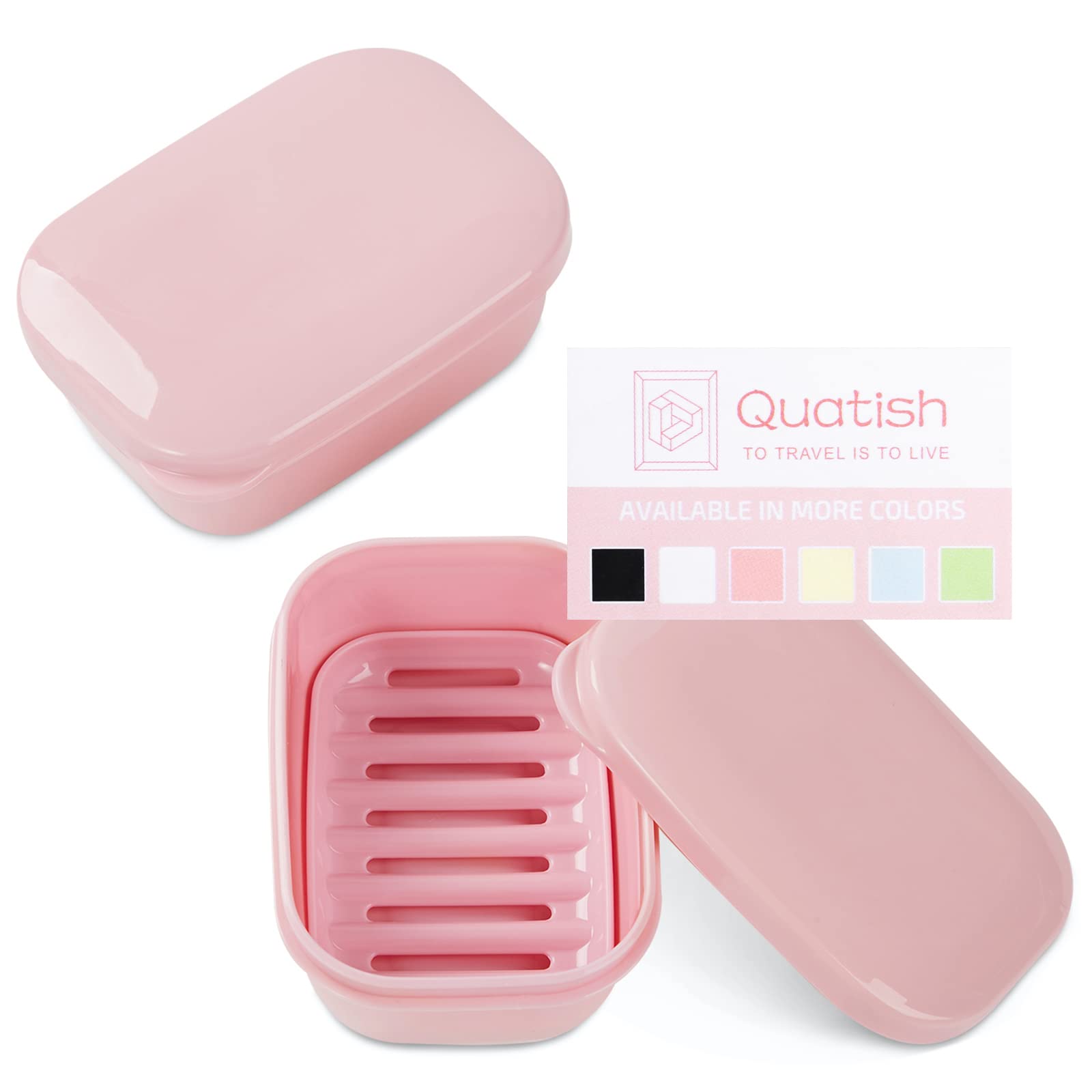 Quatish 2 Pack Travel Soap Container with Lid - Portable Leak-Proof Soap Holder Case for Camping, Gym, Travel & Bathroom Storage - Pink (Ideal for Outdoor Adventures & Daily Hygiene)