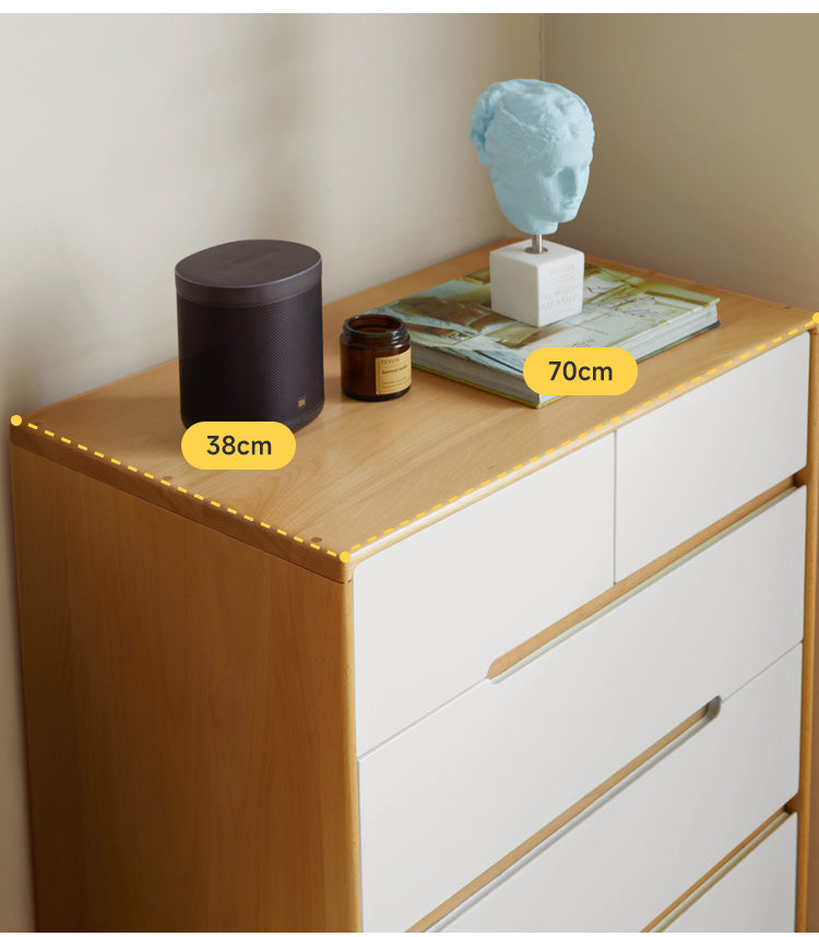 Solid Poplar Wood Chest of Drawers - 5-Drawer Storage Organizer for Bedroom, Living Room & Office | Natural Wood Dresser with Smooth Gliding Drawers