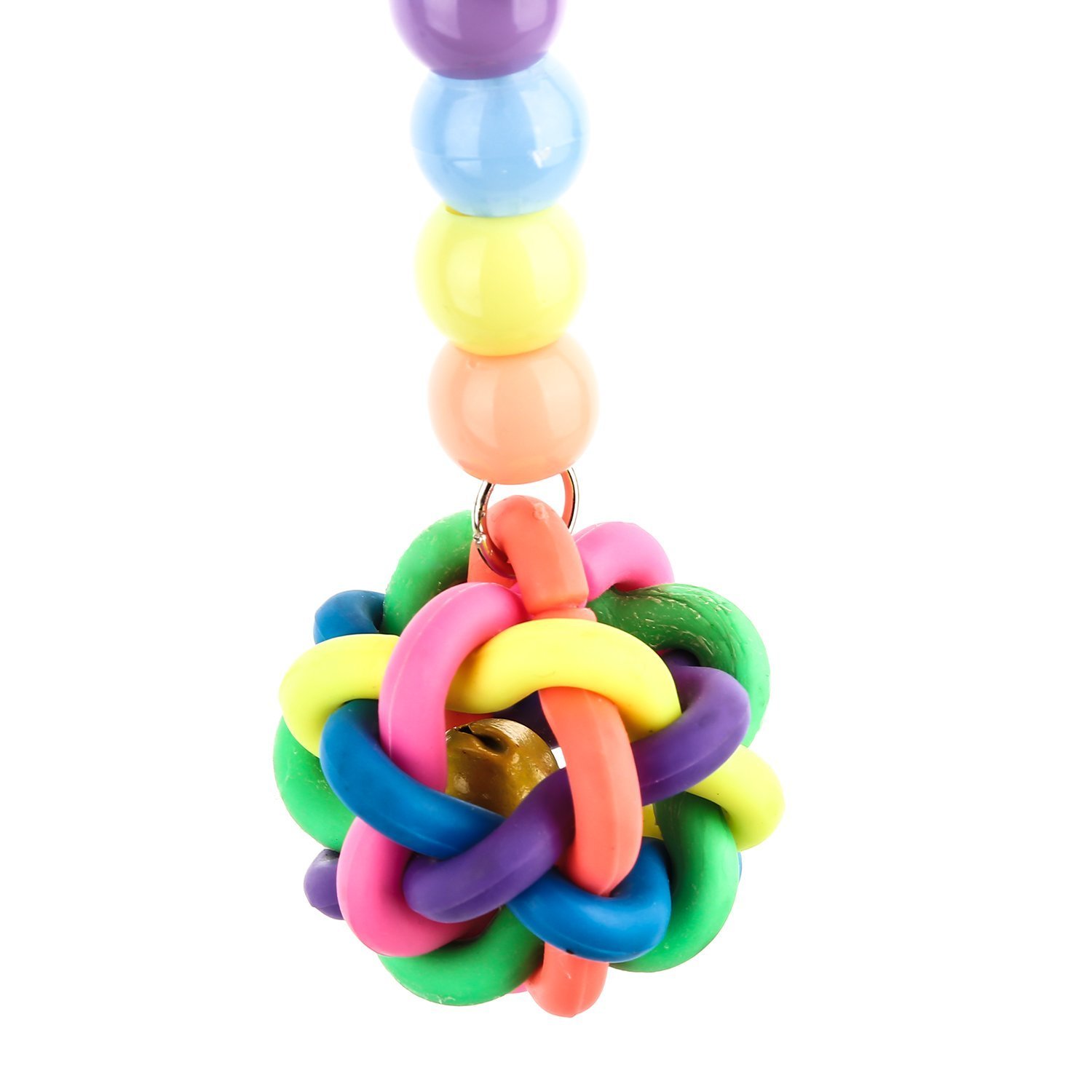 Colorful Parrot Chew Toys with Bells - Round Bead Bird Cage Toys for Small Parakeets, Cockatiels & Conures | Perfect for Playtime, Training & Mental Stimulation