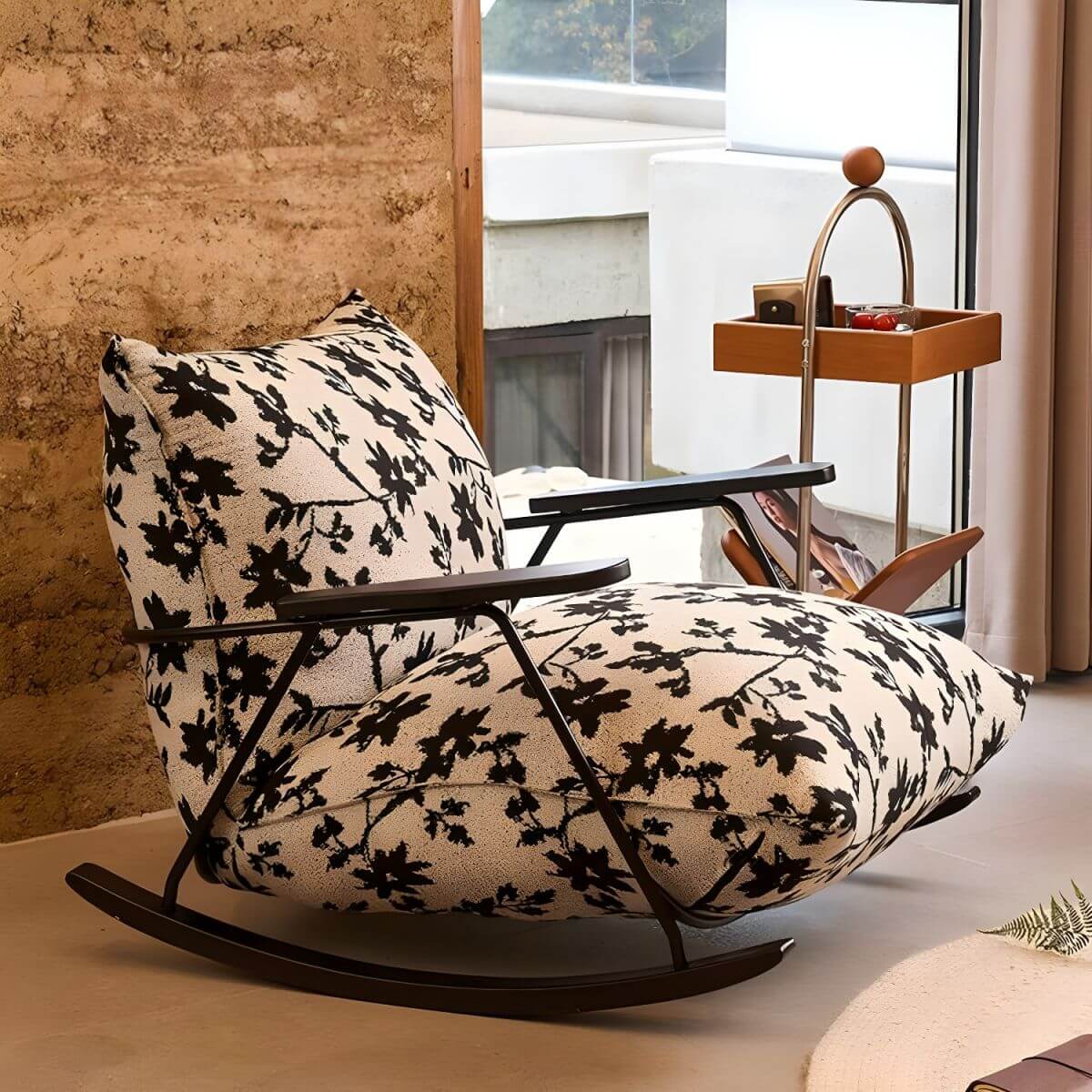 Modern Indoor Rocking Chair with Comfortable Pillow Back, Sturdy Track Arms & Black Legs - Perfect for Living Room, Nursery & Relaxation Spaces