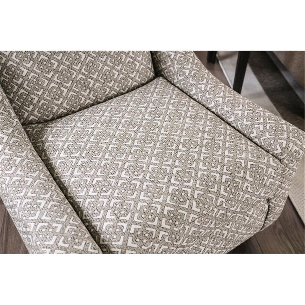Shila Contemporary Fabric Accent Chair in Gray Geometric - Modern Living Room Furniture for Home Office & Lounge - Comfortable Mid-Century Style Seating for Small Spaces