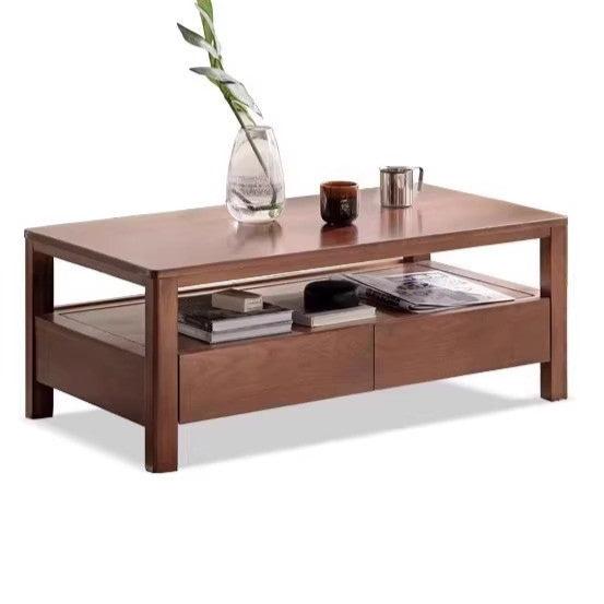 Solid Oak Wood Modern Minimalist Coffee Table - Scandinavian Style Living Room Furniture for Home Decor