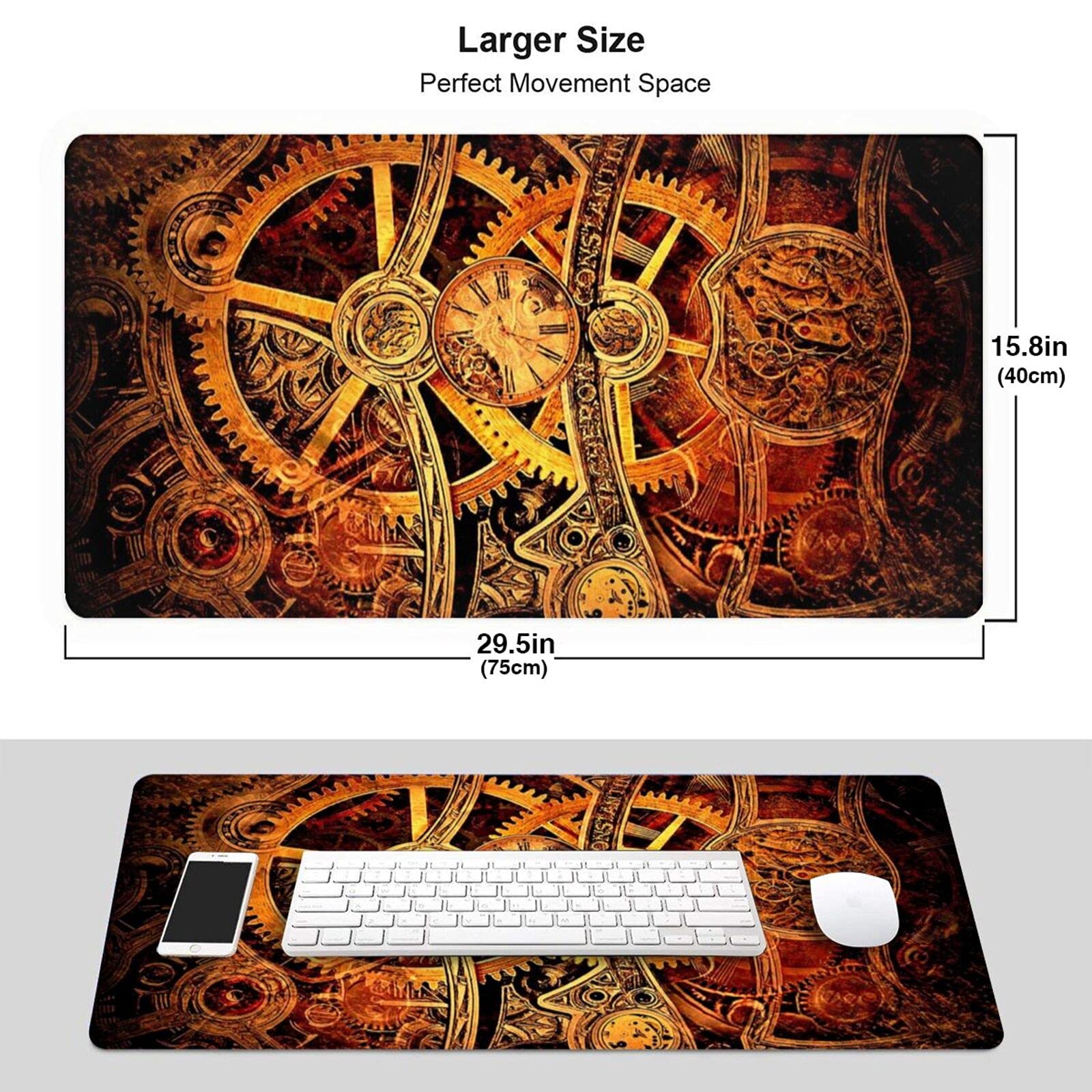 Steampunk Gaming Mouse Pad - Extra Large Extended Mouse Mat with Keyboard Pad for PC Gamers - Perfect for Office, Home, and Gaming Setups