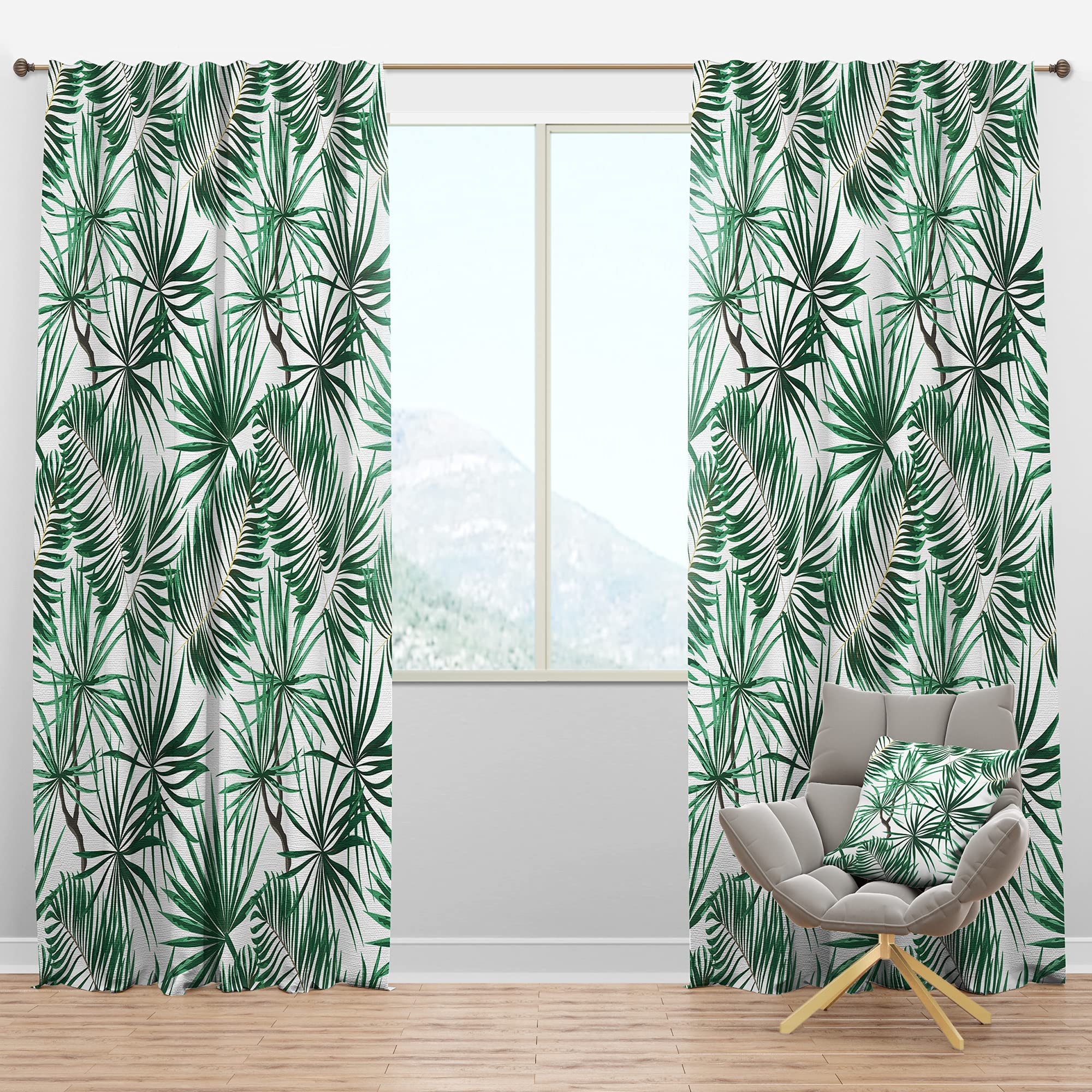 DesignQ Blackout Curtains - Thermal Insulated Single Panel (52x108 Inches) with Bright Green Tropical Leaves Pattern - Perfect for Bedroom & Living Room Drapes - Blocks Light & Noise for Better Sleep & Privacy