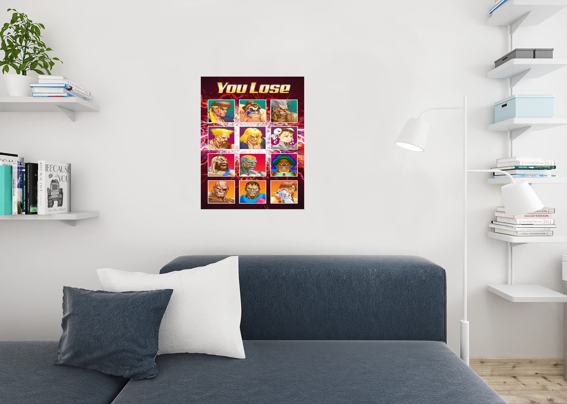 Street Fighter 'You Lose' Defeated Challengers CAPCOM Video Game Poster - Classic Fighting Game Wall Art Print 24x36 - Perfect for Gamers Room Decor & Man Cave