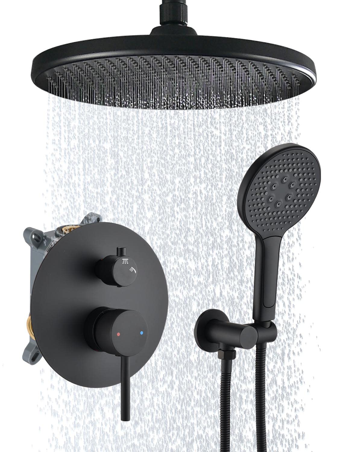 Upgraded Matte Black Ceiling Shower System - High Pressure 10