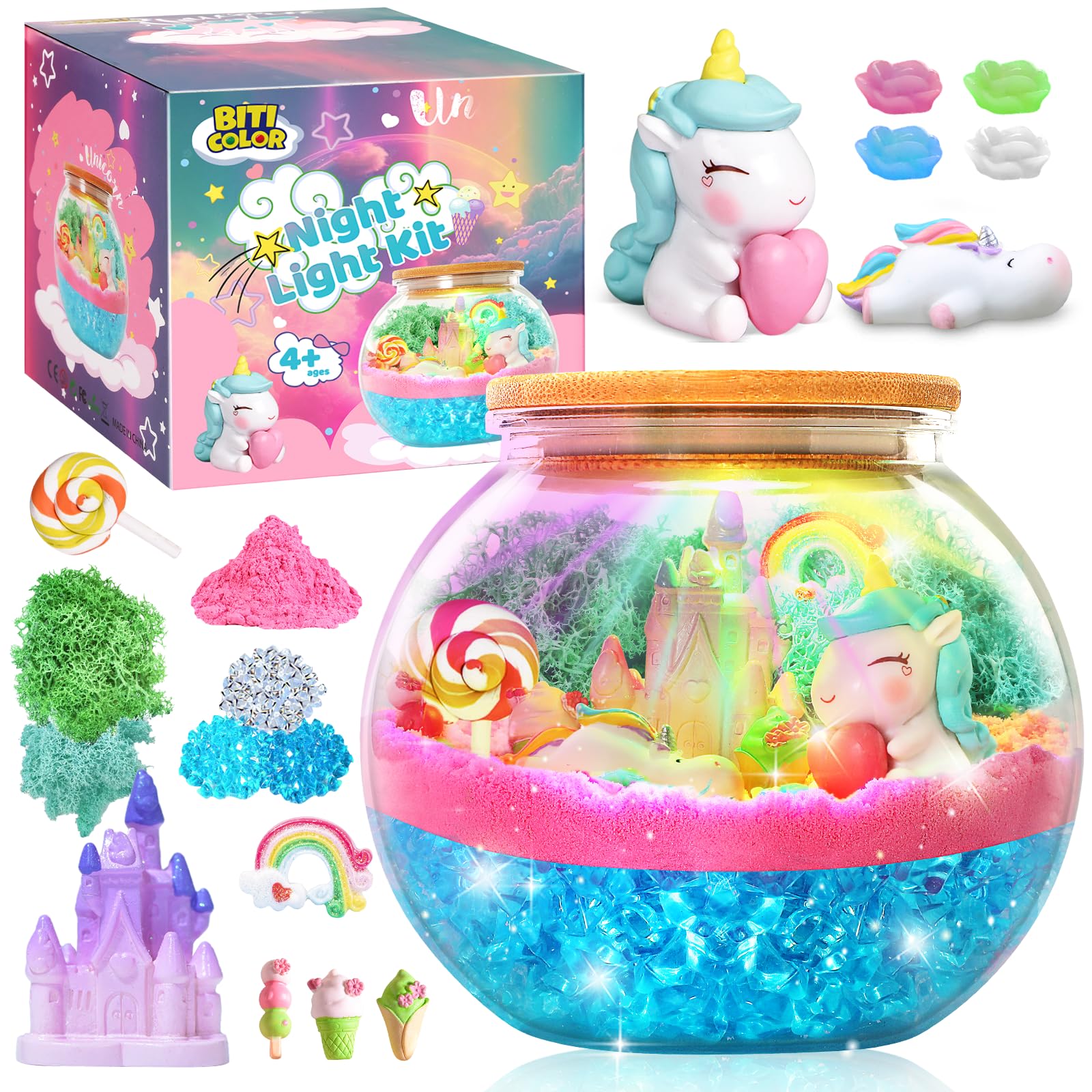 Glowing Terrarium Kit for Kids - DIY Light Up Plant Garden with LED Lights, Science STEM Educational Toys for Girls & Boys Ages 5-8 - Perfect Birthday Gift for Indoor Gardening & Nature Exploration Activities