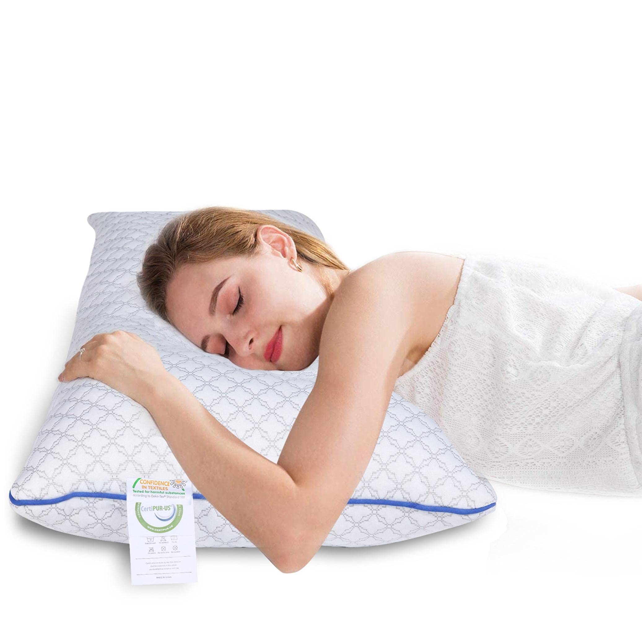 CWGMG Orthopedic Memory Foam Pillow for Neck Pain Relief - Cervical Support Pillow 27.5x16.5x3.5in - Ergonomic Design for Side, Back & Stomach Sleepers - Breathable White Pillow for Better Sleep & Shoulder Pain Relief | Perfect for Home, Office & Travel Use