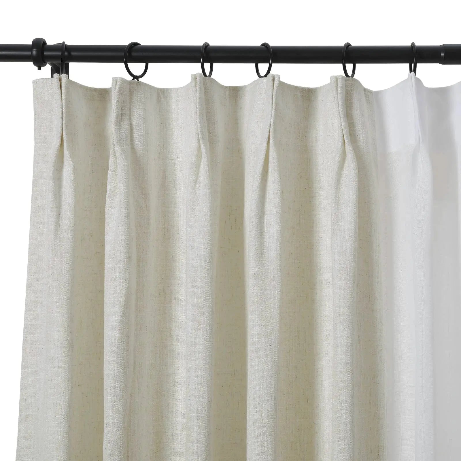 Half Linen Half Sheer Pleated Curtain Panels (Set of 2) - Elegant Window Drapes for Living Room, Bedroom & Dining Room Decor