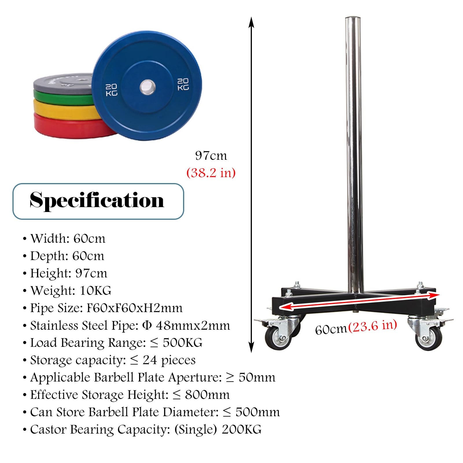 ERRULAN Olympic Weight Plate Storage Rack - Heavy Duty 500kg Capacity, Space-Saving Bumper Plate Organizer for Home Gym & Garage - Perfect for Men & Women Fitness Training, CrossFit, and Weightlifting Workouts