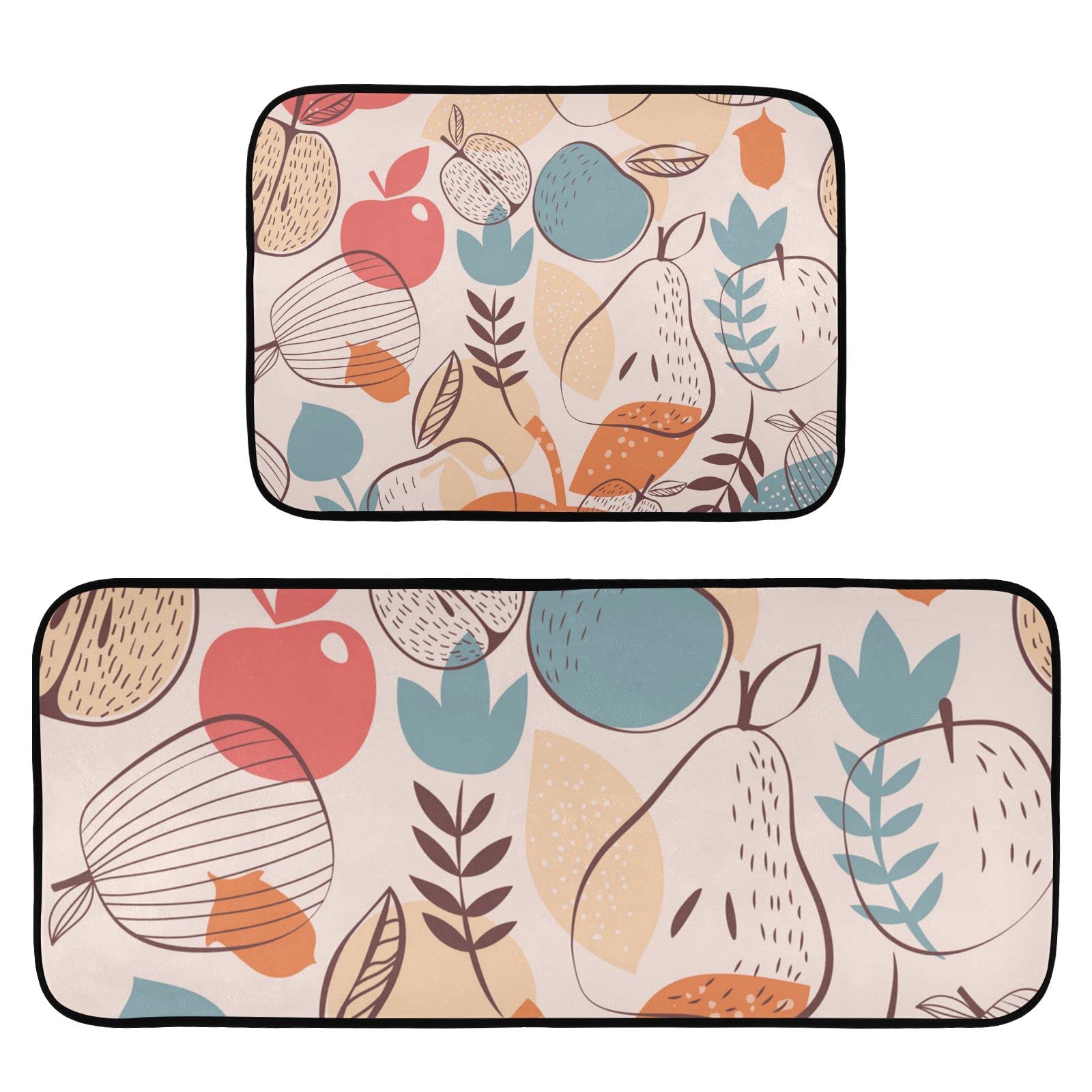 JIPONI Non-Slip Anti-Fatigue Kitchen Rugs Set of 2 - Cushioned Floor Mats for Comfort Standing (19.7
