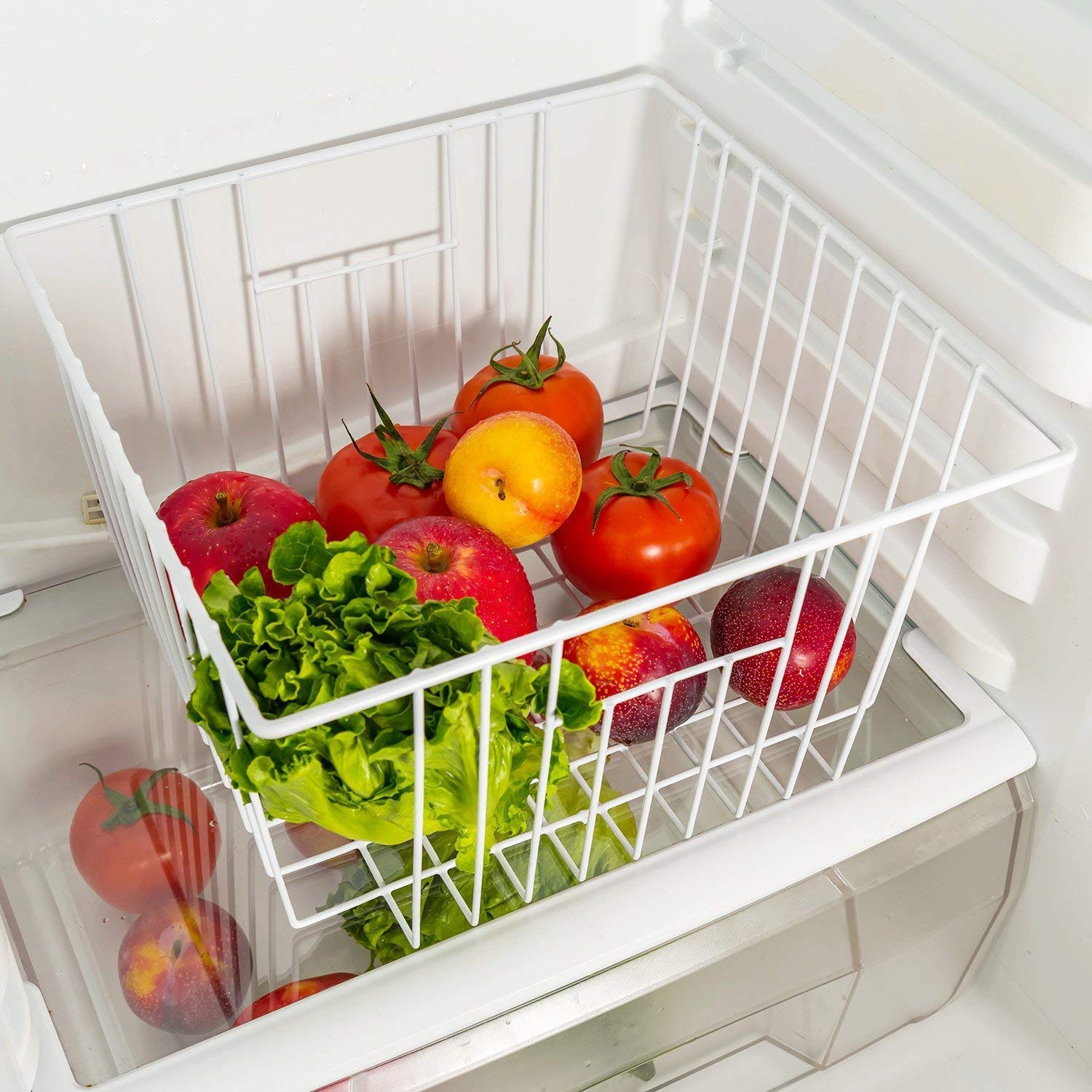 Freezer Storage Bins & Refrigerator Organizer Baskets with Handles - 4 Pack Pearl White Wire Bins (11x10x5.5in) for Kitchen, Pantry, Cabinet & Closet Organization | Perfect for Food Storage, Meal Prep & Home Decluttering