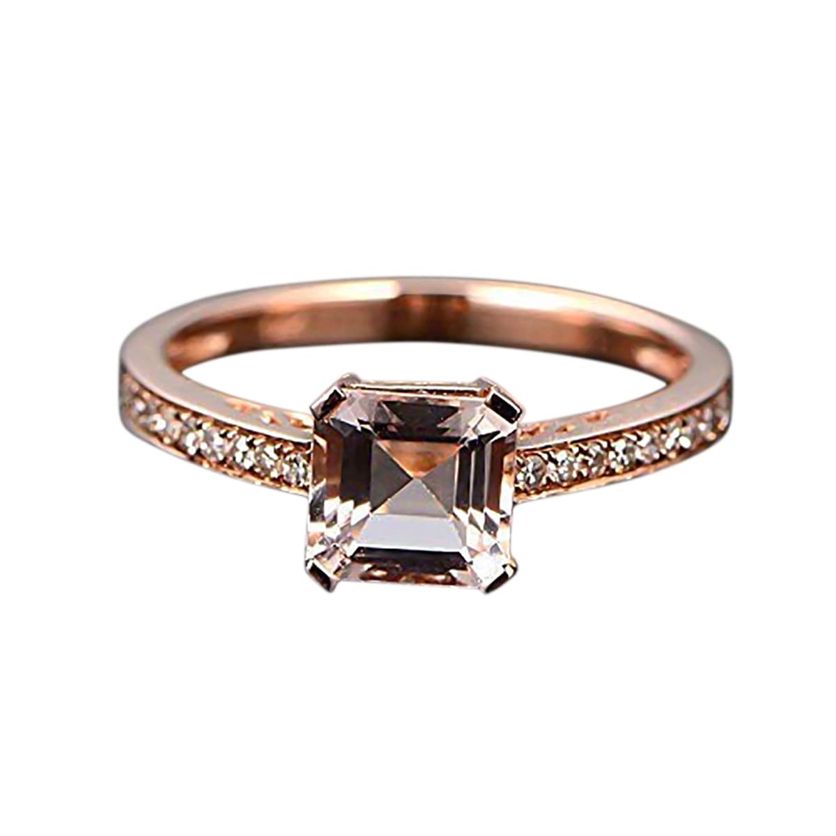 1.25 Carat Princess Cut Morganite & Diamond Engagement Ring - Antique Design, 18k Gold Plated - Perfect for Proposals, Weddings & Anniversary Gifts