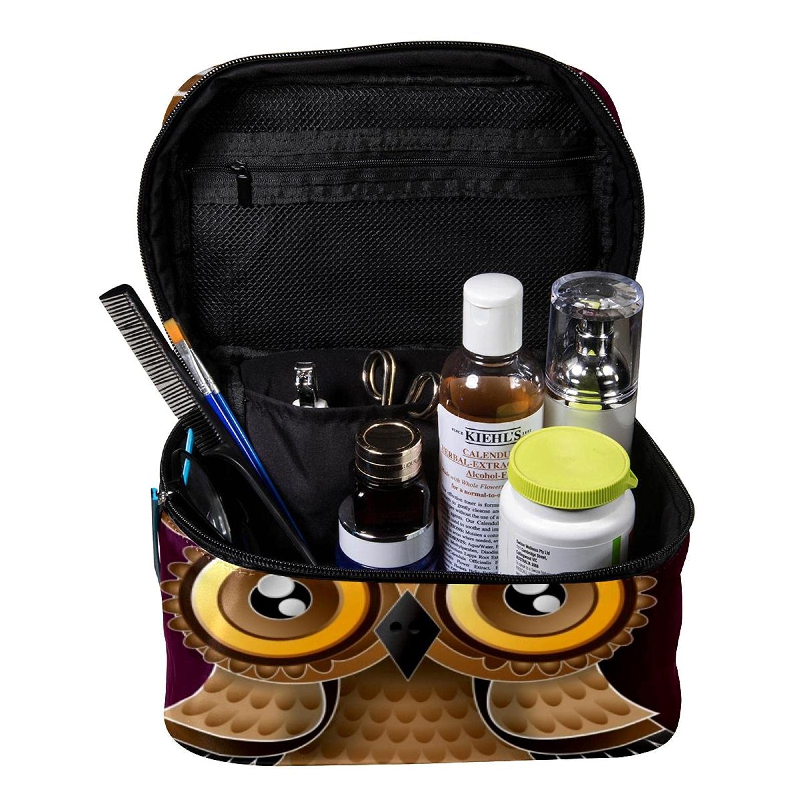 Owl Design Travel Makeup Bag - Large Cosmetic Organizer with Zipper for Women & Girls | Perfect for Vacation, Gym, and Daily Essentials Storage