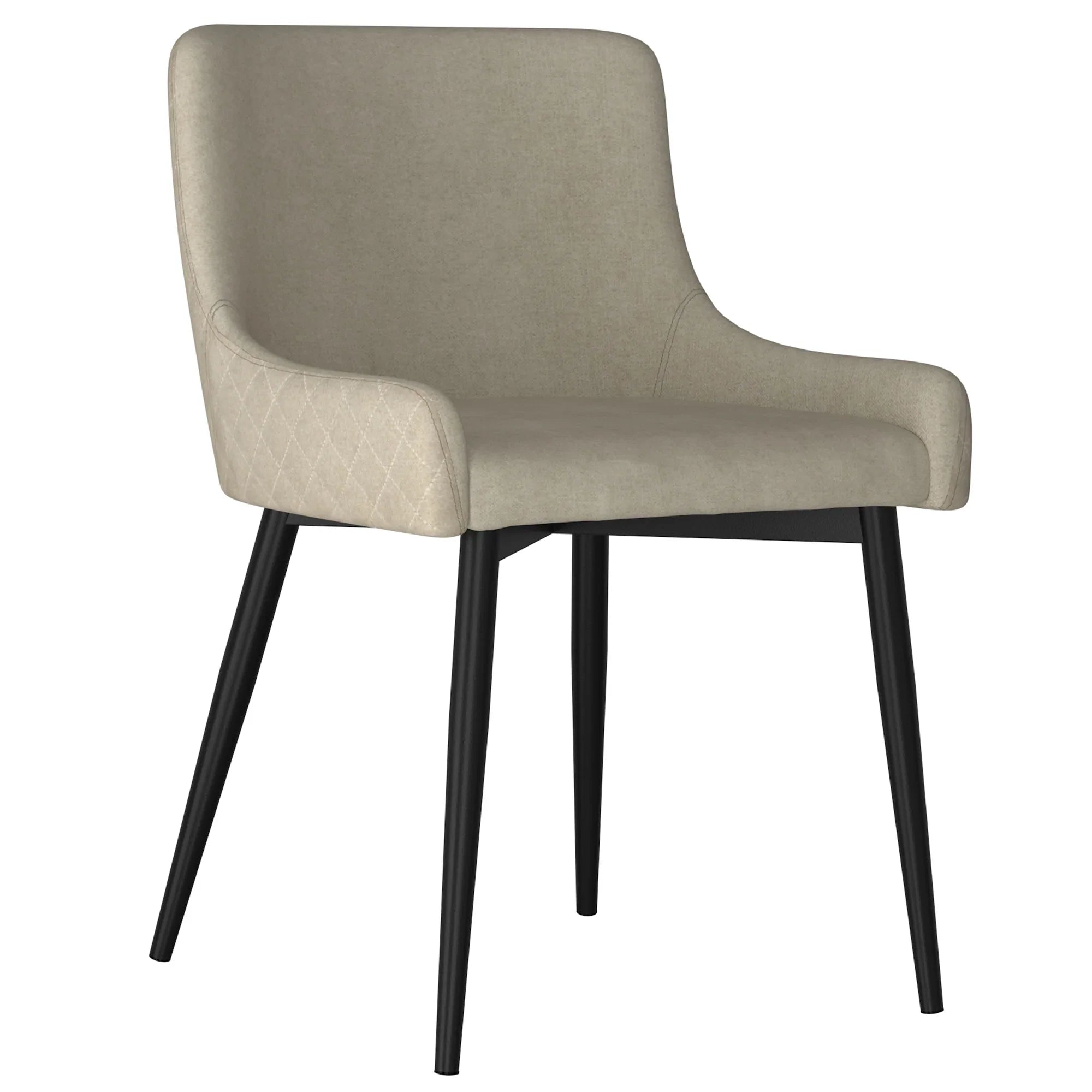 Bianca Side Chairs Set of 2 - Modern Dining Chairs with Beige Upholstery & Black Legs for Kitchen, Dining Room, or Office
