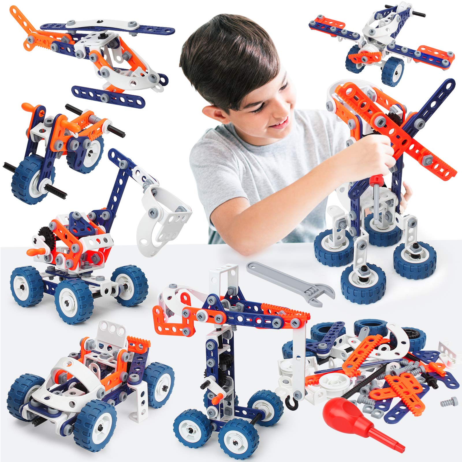 STEM Building Toys for Kids Ages 6-12 | 152PCS DIY 12-in-1 Engineering Construction Set | Educational STEM Toys for Boys & Girls | Perfect for School Projects, Birthday Gifts & Creative Play