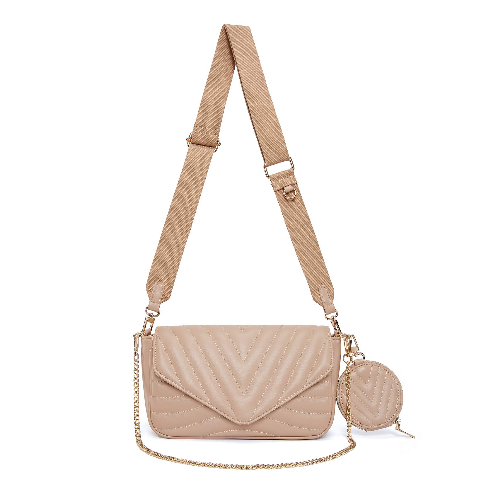 Stylish Quilted Crossbody Bag for Women - Multi-Functional Designer Purse with Detachable Coin Purse & 2 Size Options | Perfect for Daily Use, Travel, and Special Occasions
