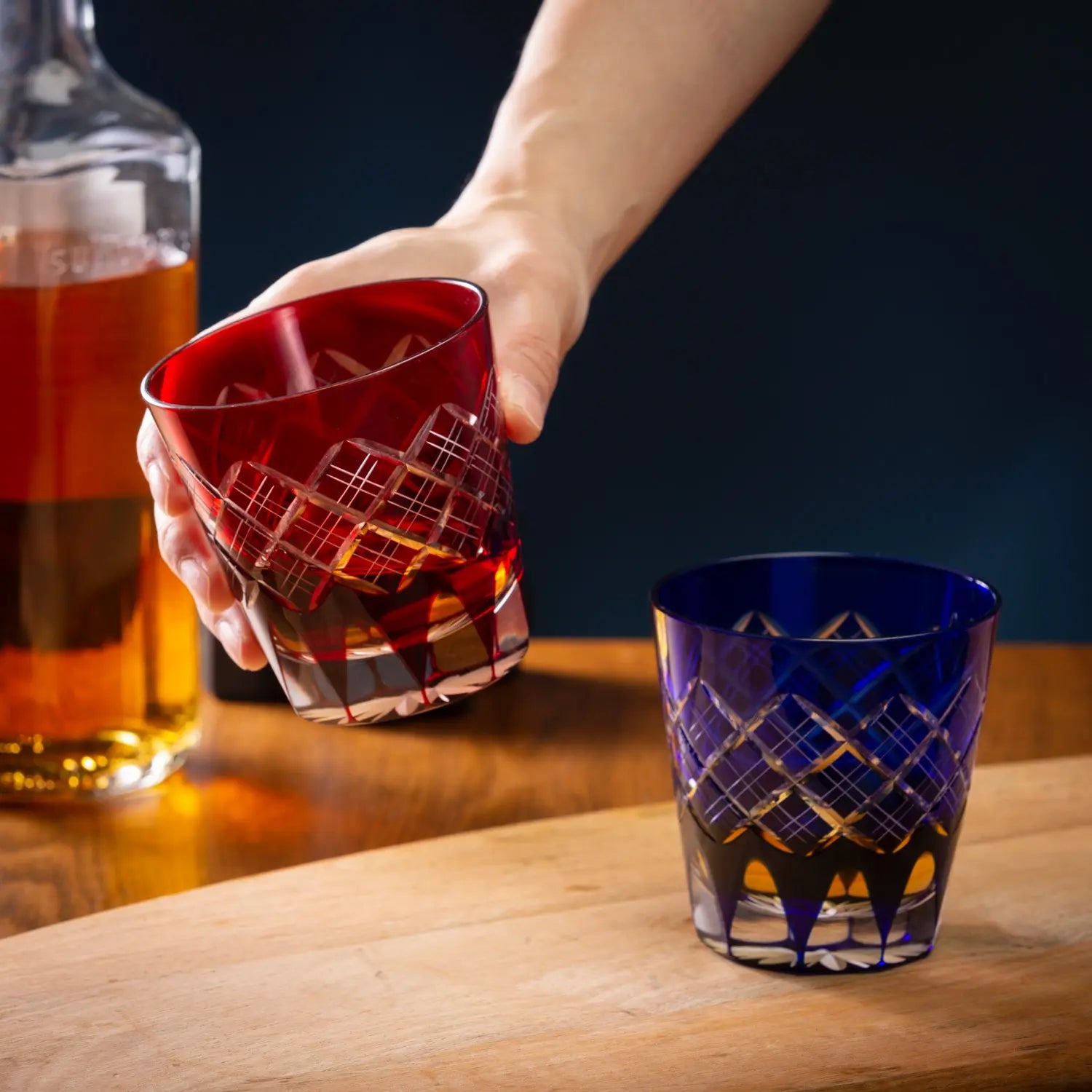 Kimoto Glass Tokyo Edo Kiriko Old Fashioned Whiskey Glass - Handcrafted Layered Yarai Design for Cocktails, Bourbon & Scotch - Perfect for Home Bar, Gifts & Special Occasions