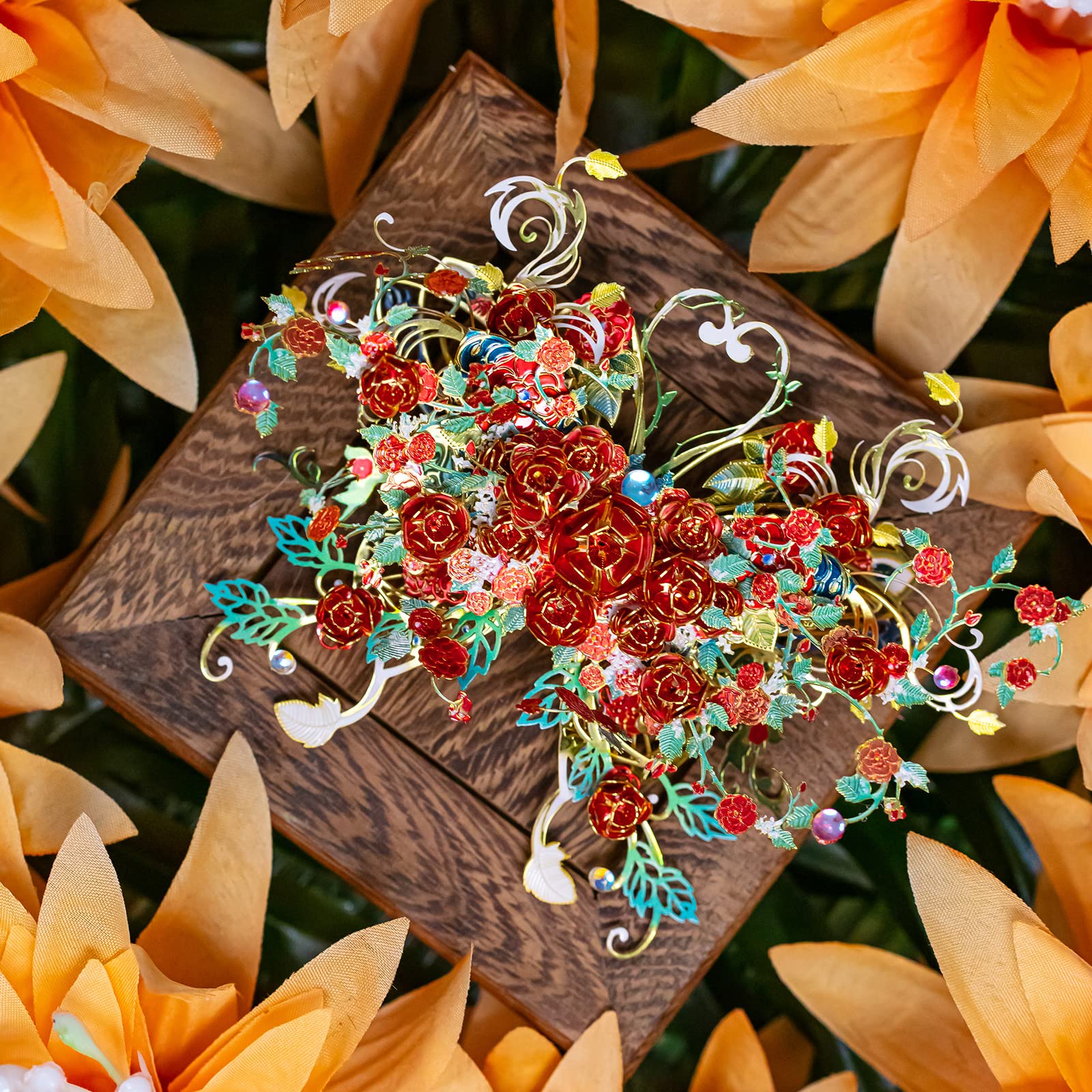 3D Metal Puzzle for Adults - Flower and Butterfly A-Spring Dawn Model Kit | DIY Miniature Building Set for Beginners | Unique Birthday, Christmas Gift for Dad & Home Decor | Relaxing Craft Activity for Stress Relief & Office Desk Display