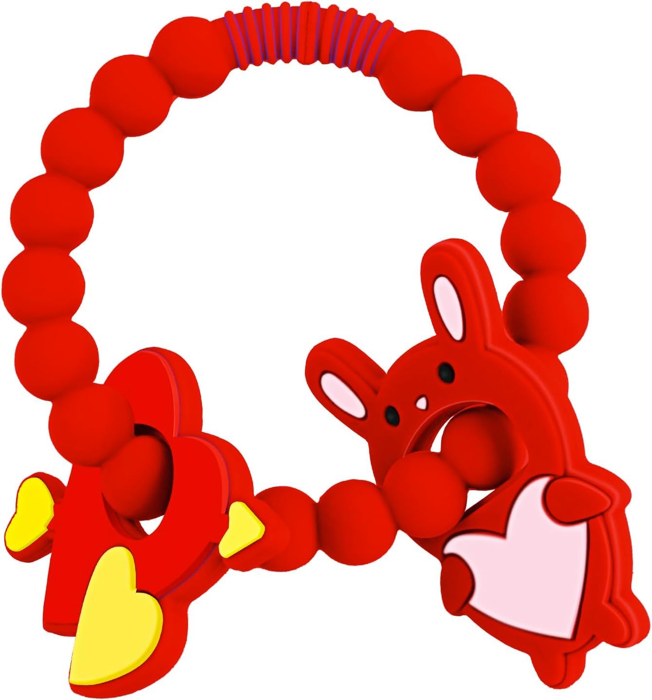 Valentine's Day Baby Teething Toys - Silicone Teethers for 0-6 Months, Easy-Grip Cupid & Heart Rabbit Design, Perfect for Valentine's Gifts & Soothing Sore Gums During Teething