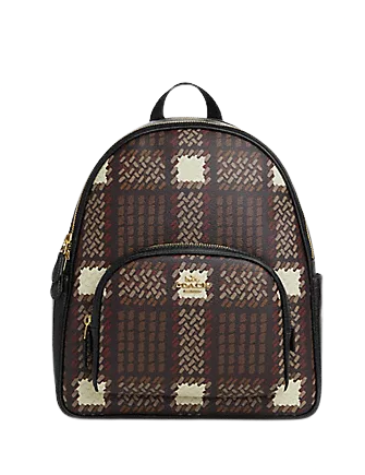 Coach Court Backpack with Brushed Plaid Print - Stylish Laptop Backpack for Women & Men - Perfect for Work, School & Travel