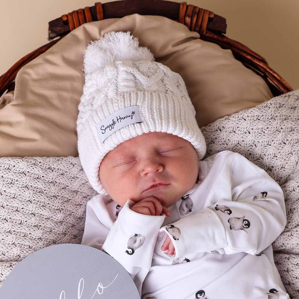 Snuggle Hunny Newborn Organic Cotton Knit Beanie - Soft Baby Hat for Boys & Girls - Perfect for Newborn Photography, Winter Outfits & Gifts