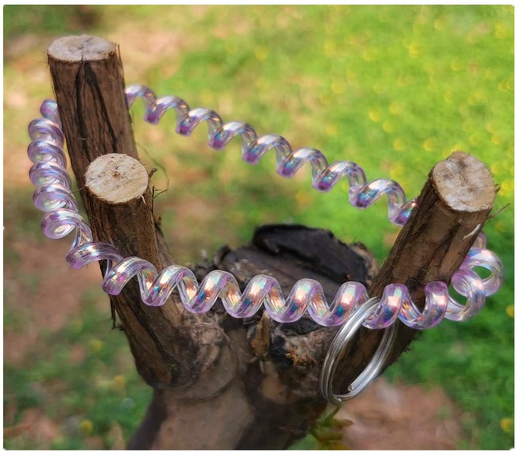 Iridescent Spiral Stretch Bracelet Keychain Holder - Pack of 5 Colorful Wristbands for Keys, Jewelry & Accessories - Perfect for Home, Office, Gym & Travel Organization