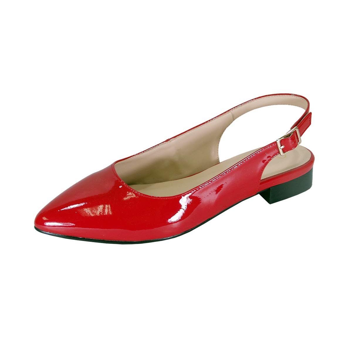 Peerage Fay Women's Wide Width Pointed Toe Patent Leather Dress Slingback Flats - Comfortable Office Work Shoes & Wedding Party Pumps for Professional Women