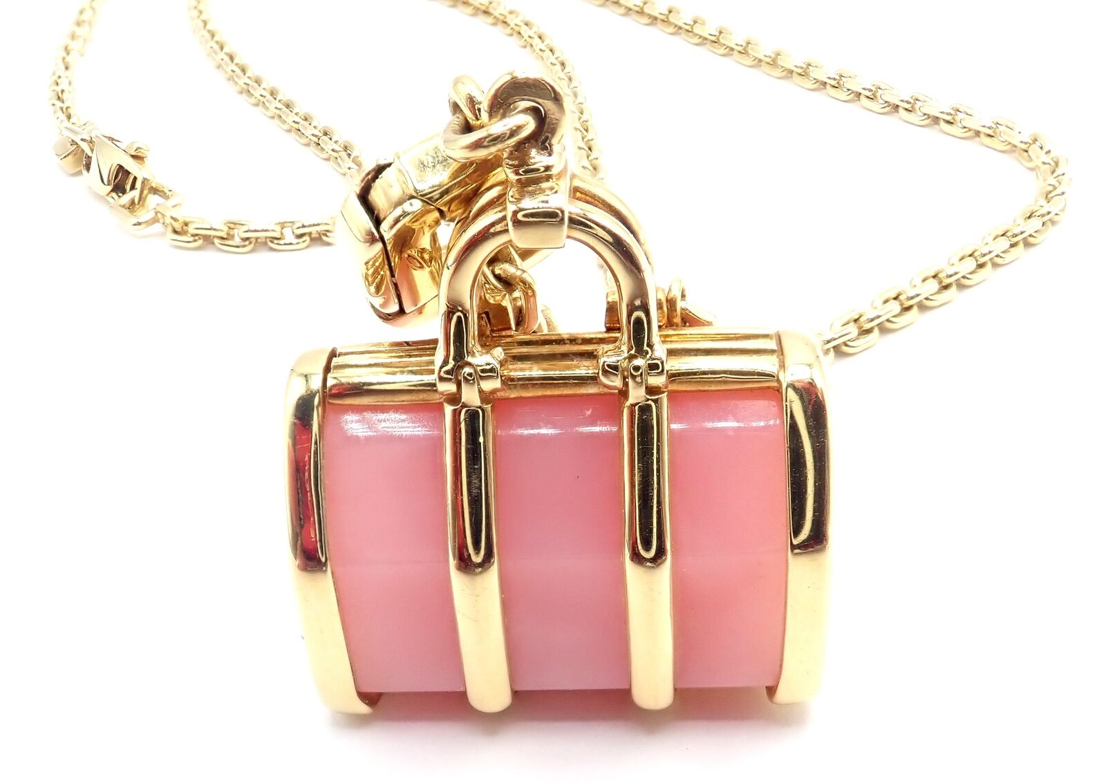 Authentic Louis Vuitton 18k Yellow Gold Quartz Purse Bag Pendant Chain Necklace - Luxury Gift for Women, Perfect for Parties & Special Occasions