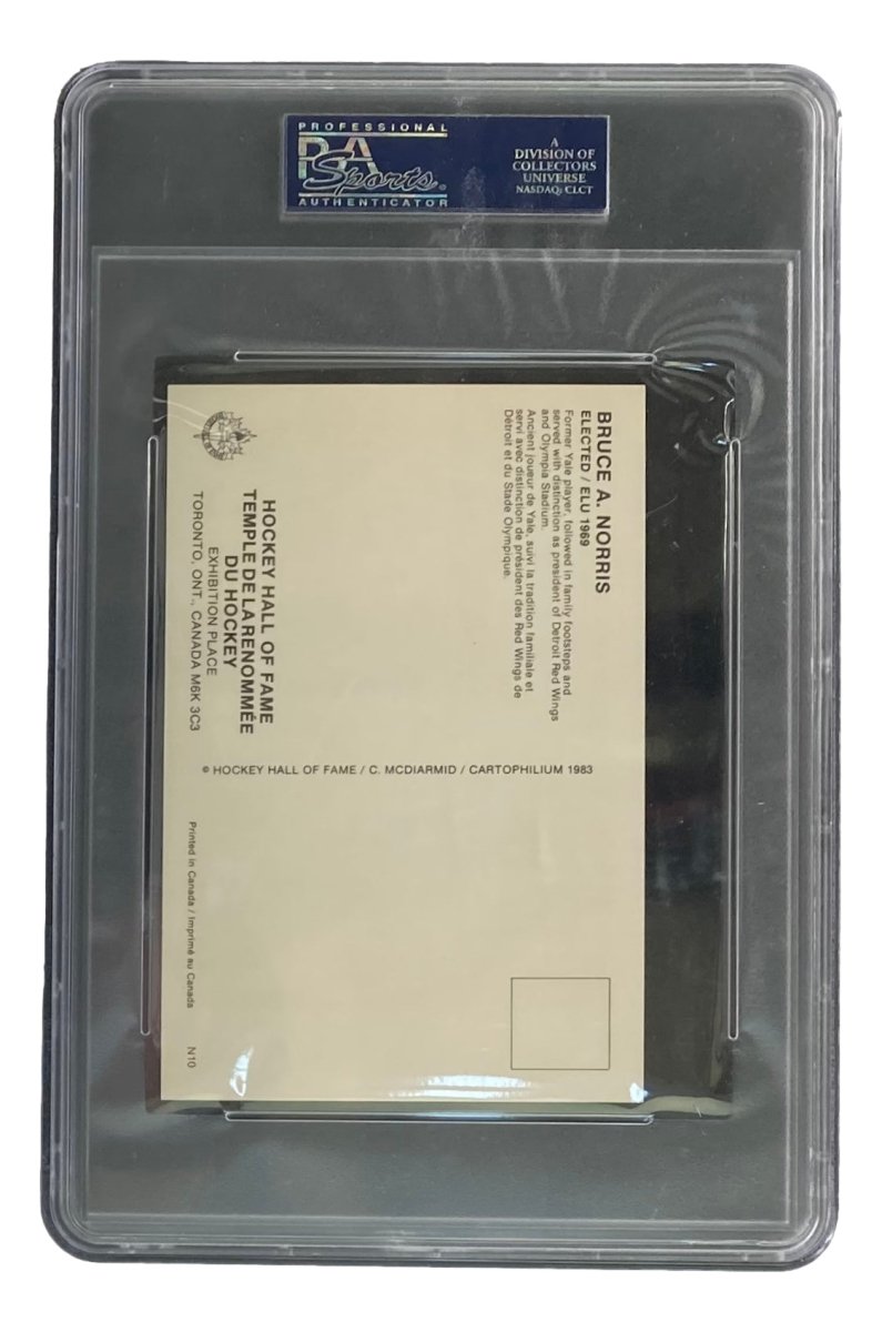 Bruce A Norris 1983 Red Wings Hall of Fame #N10 Postcard - PSA Graded NM-MT 8 - Vintage Hockey Collectible for Fans & Memorabilia Display