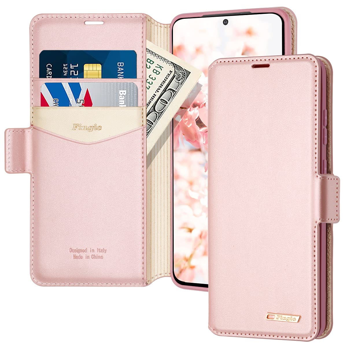 Samsung Galaxy S20 Plus Wallet Case with Card Holder & Kickstand - Rose Gold for Women | 6.7