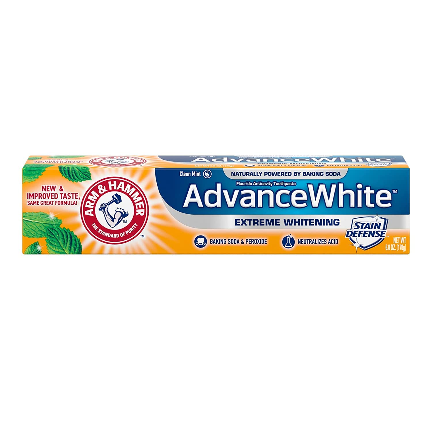 Arm & Hammer Advance White Extreme Whitening Toothpaste, Clean Mint Flavor, 6 Oz (Pack of 8) - Fresh Breath & Stain Removal for Daily Oral Care - Perfect for Home, Travel & Office Use