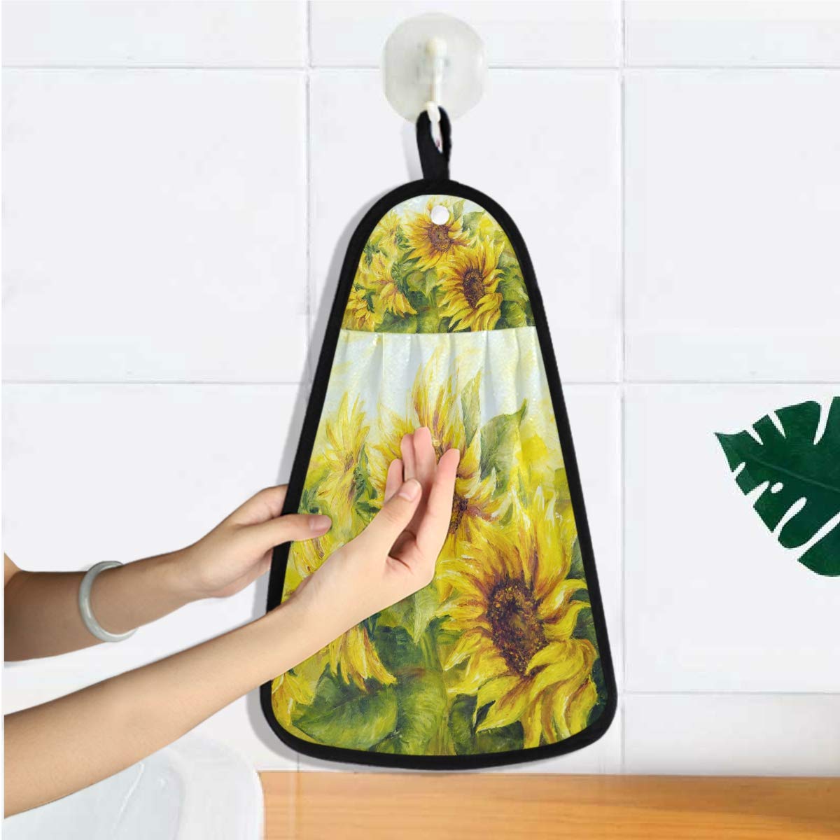 Vikko Sunflower Kitchen Towel - Absorbent Hanging Dish Cloth for Kitchen & Bathroom - Perfect for Drying Dishes, Cleaning Countertops, and Hand Drying